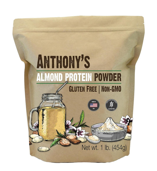 1 lb Anthony's Almond Protein Powder - Gluten Free, Non GMO, Plant Based - USA Made