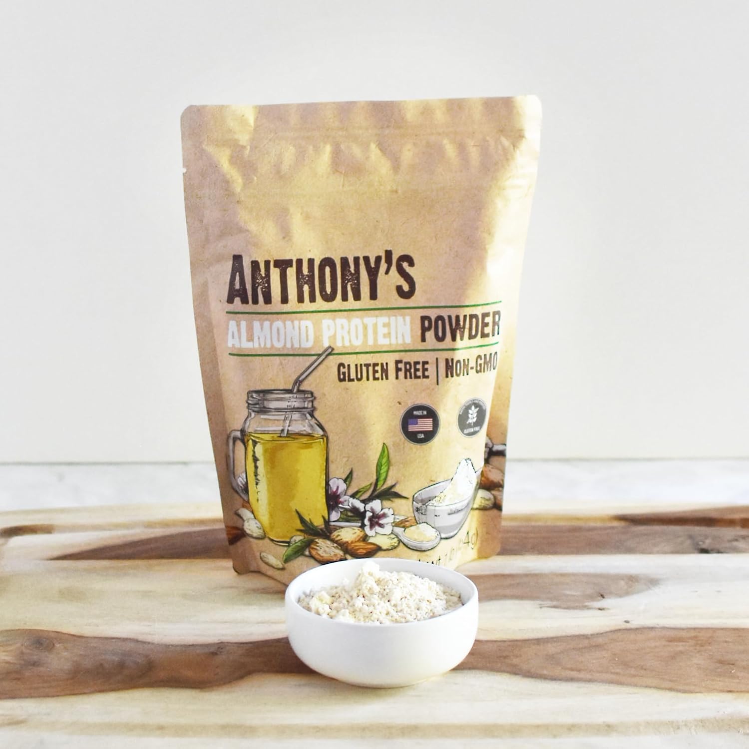 1 lb Anthony's Almond Protein Powder - Gluten Free, Non GMO, Plant Based - USA Made