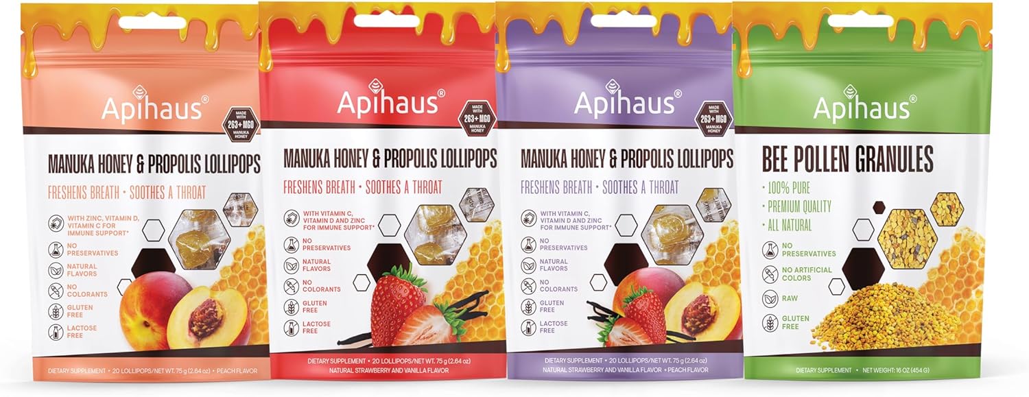 1 lb. Apihaus Bee Pollen Granules - 100% Pure Raw Superfood - Premium Quality, Gluten Free