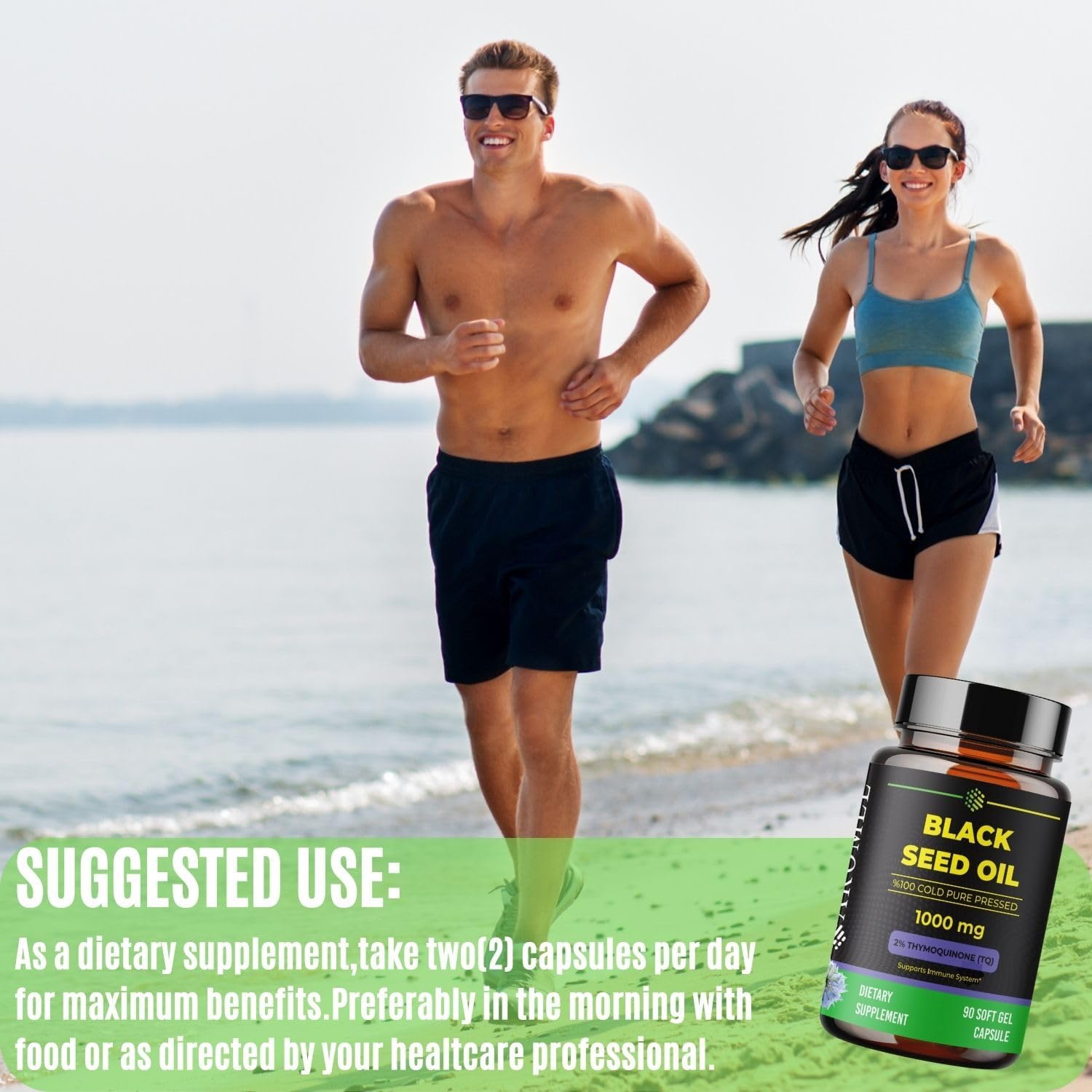 1 lb Aromel Zeolite Clinoptilolite Powder with 90 Softgel Capsules of Black Seed Oil