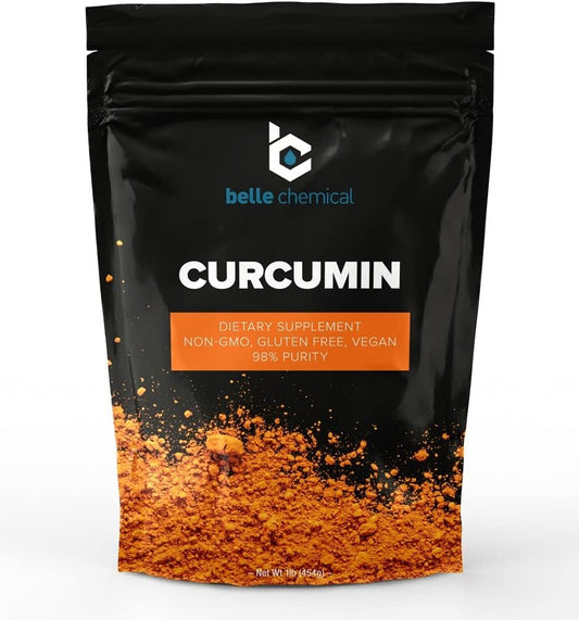 1 lb Belle Chemical 98% Pure Curcumin Powder with 98% Curcuminoids - High-Quality Turmeric Supplement