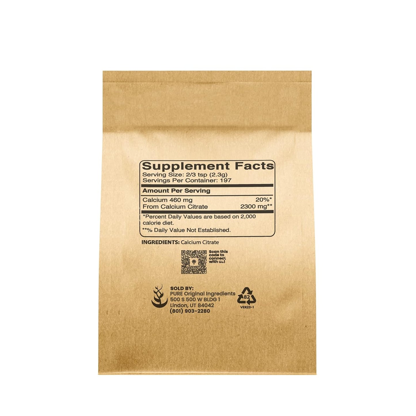 1 lb Brewer's Yeast and Calcium Citrate Bundle - Pure Original Ingredients, No Additives or Fillers - Dietary Supplements for Wellness