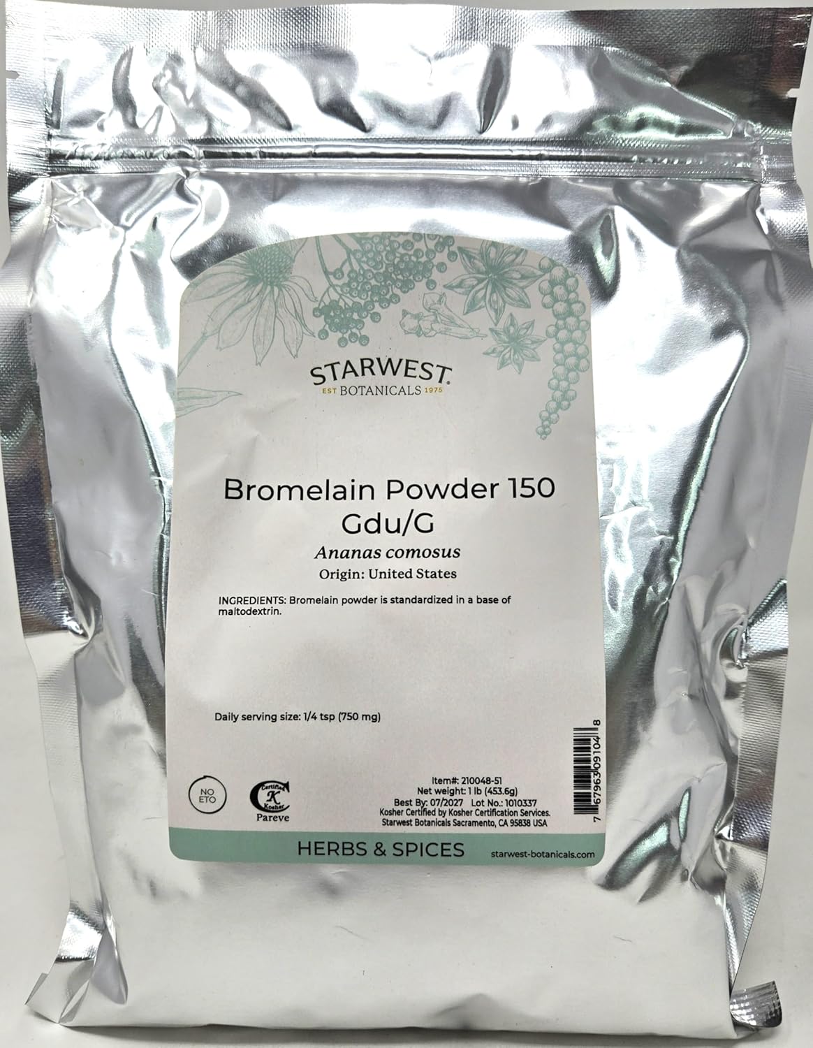 1 lb Bromelain Powder 150gdu - Ananas comosus Supplement by Starwest Botanicals