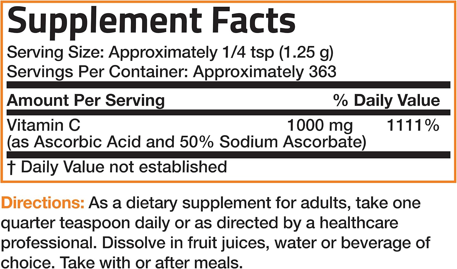 1 lb Bronson Buffered Vitamin C Powder with Sodium Ascorbate for Immune Support & Antioxidant Protection - Fine Crystals