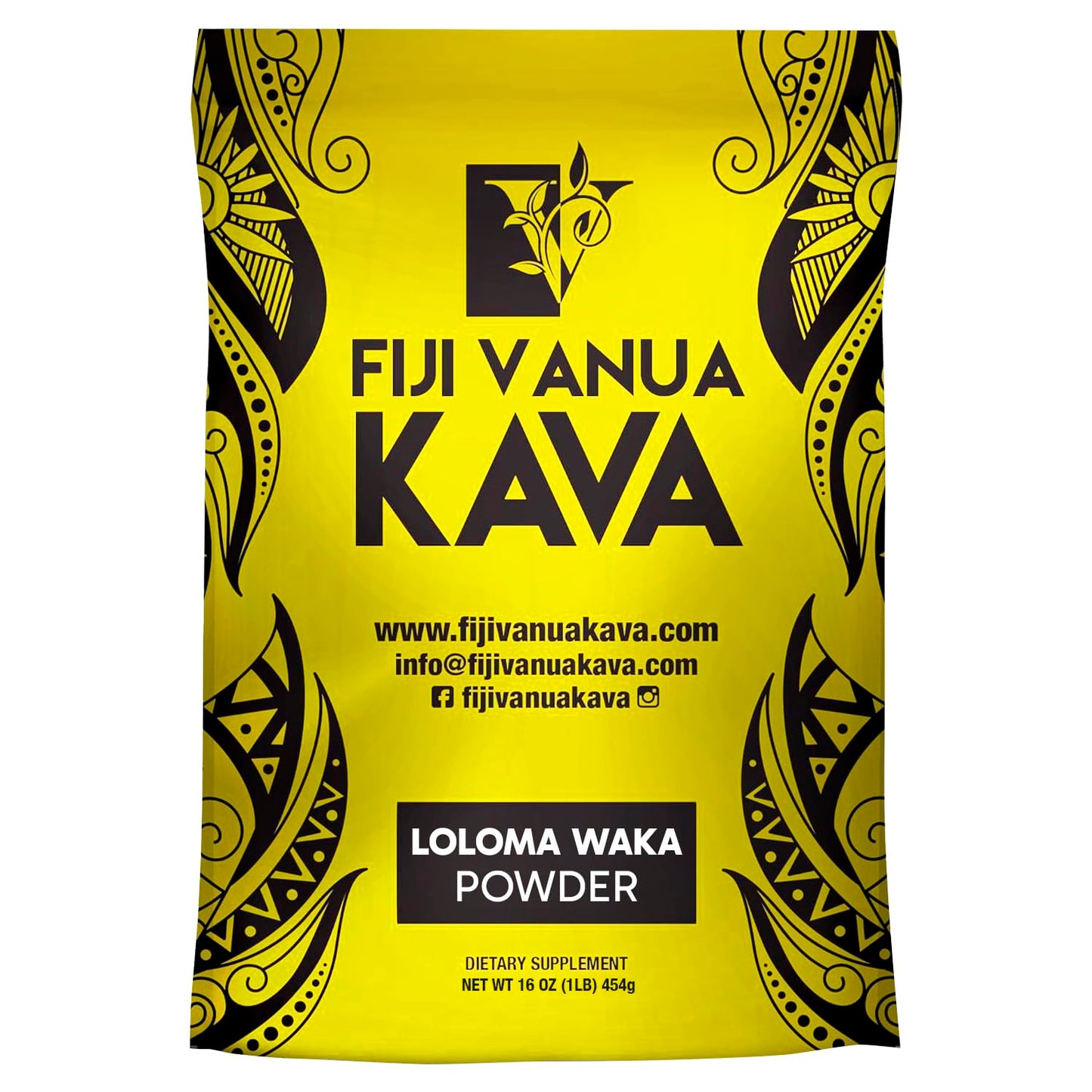 1 lb Fiji Vanua Kava Premium Loloma Waka Kava Root Powder - Noble Kava Root with Sun-dried Lateral Roots - Medium Grind for Easy Preparation - Smooth & Delicious Taste