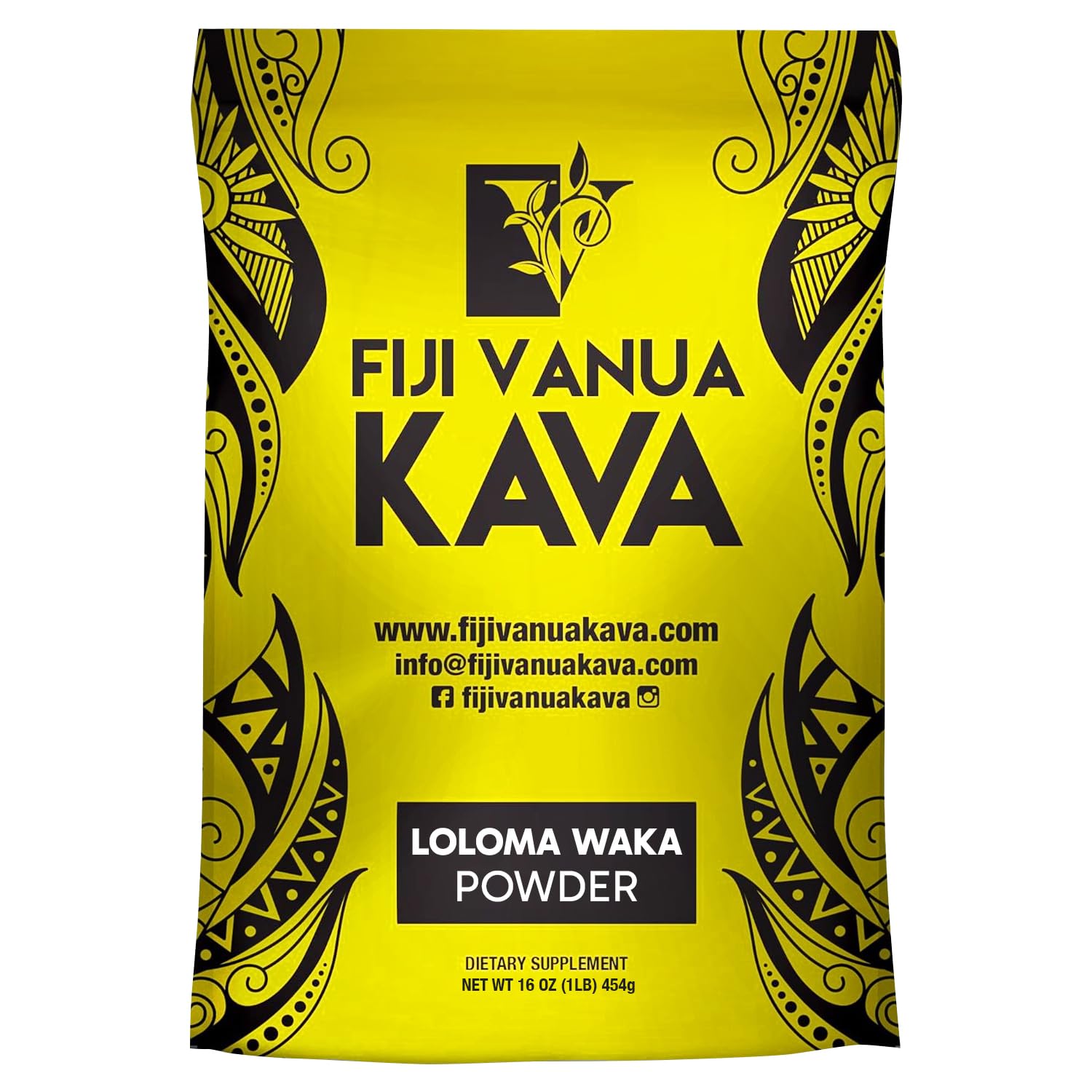 1 lb Fiji Vanua Kava Premium Loloma Waka Kava Root Powder - Noble Kava Root with Sun-dried Lateral Roots - Medium Grind for Easy Preparation - Smooth & Delicious Taste
