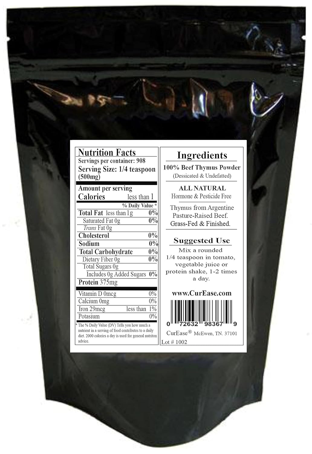 1 LB Grass-Fed Argentine Beef Thymus Powder by CurEase
