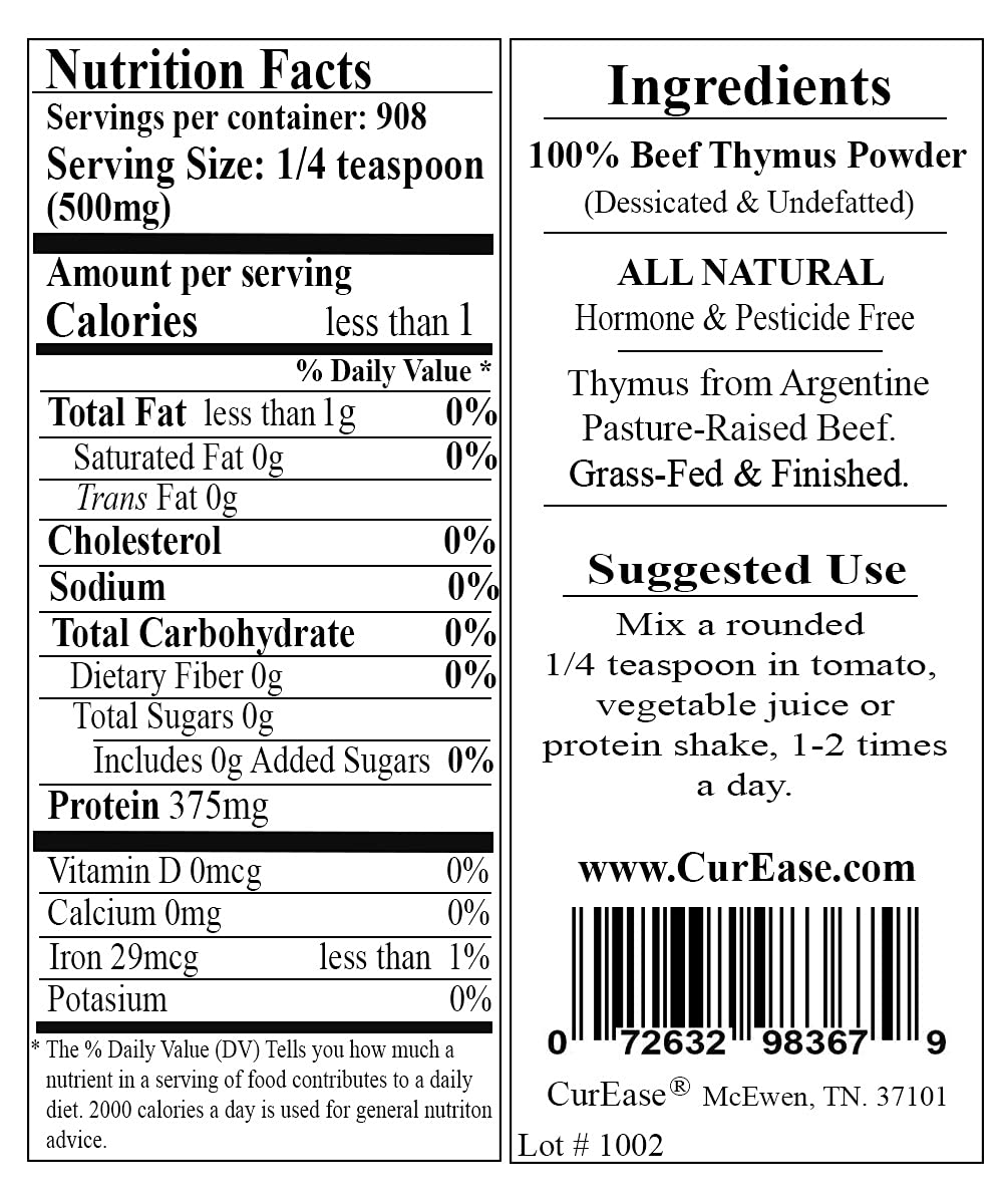 1 LB Grass-Fed Argentine Beef Thymus Powder by CurEase