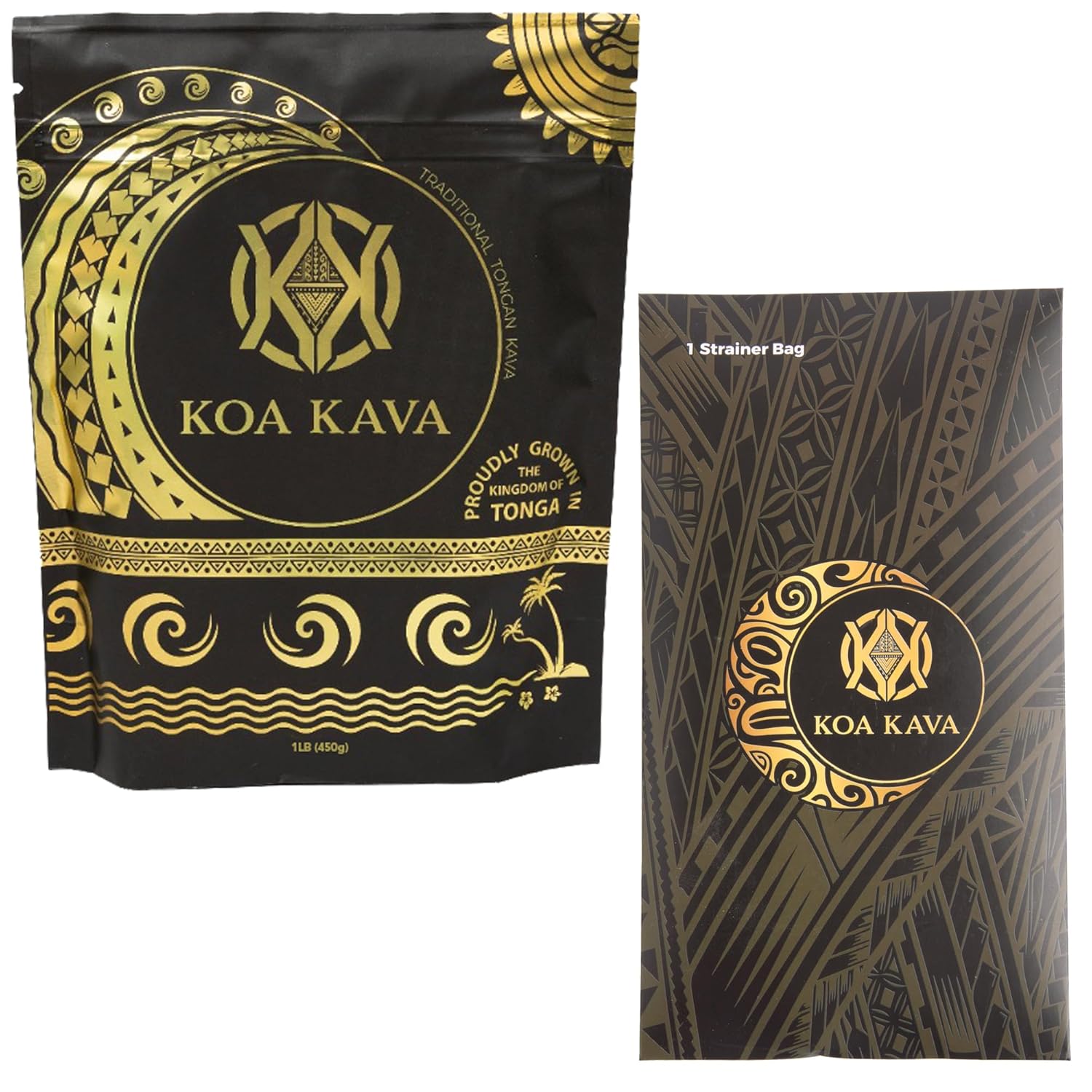 1 lb Koa Kava Roots with Tongan Kava and Strainer Kit for Traditional Kava Preparation