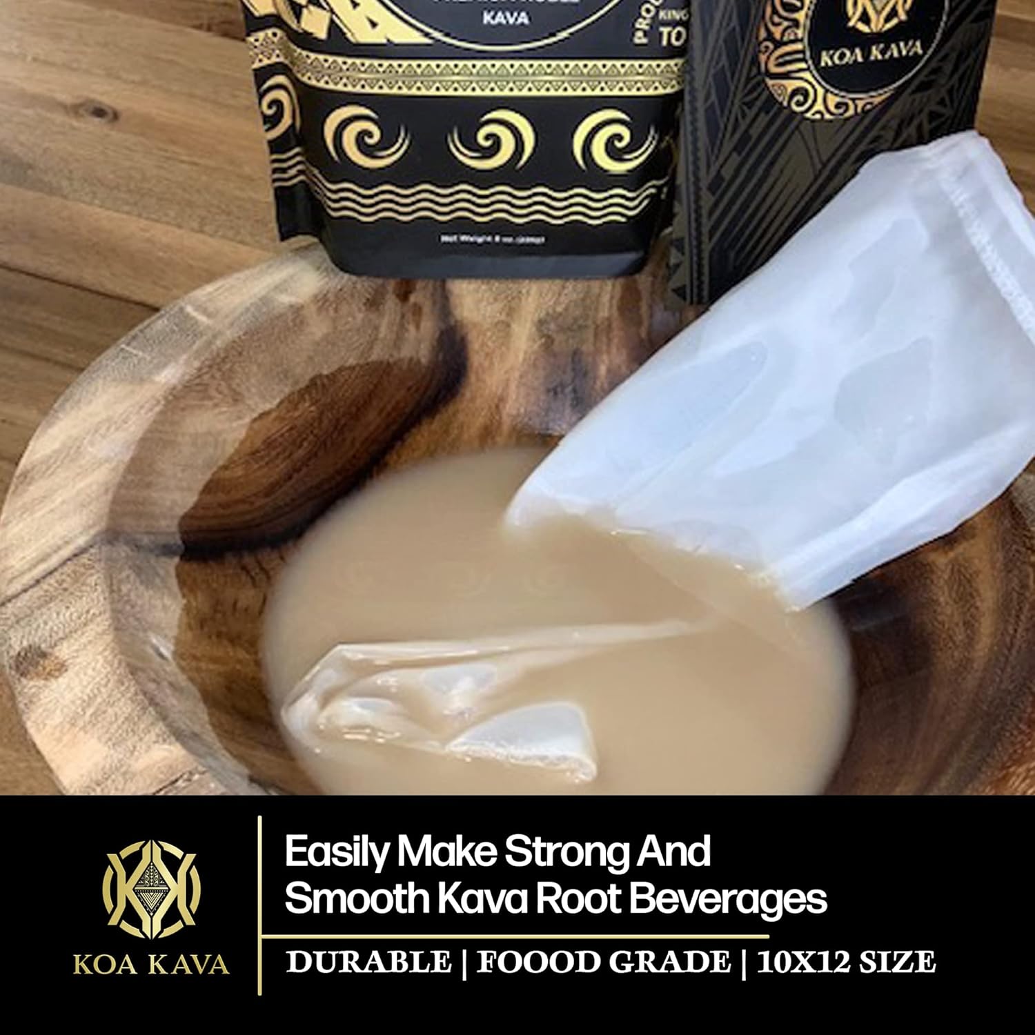 1 lb Koa Kava Roots with Tongan Kava and Strainer Kit for Traditional Kava Preparation