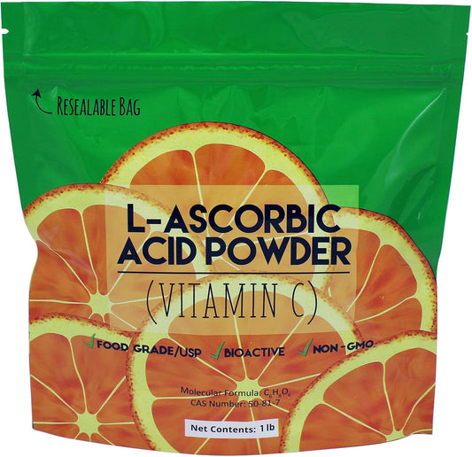 1 lb L-Ascorbic Acid Powder 99%+ Food Grade USP36/BP2012 Pure White Crystals Vitamin C