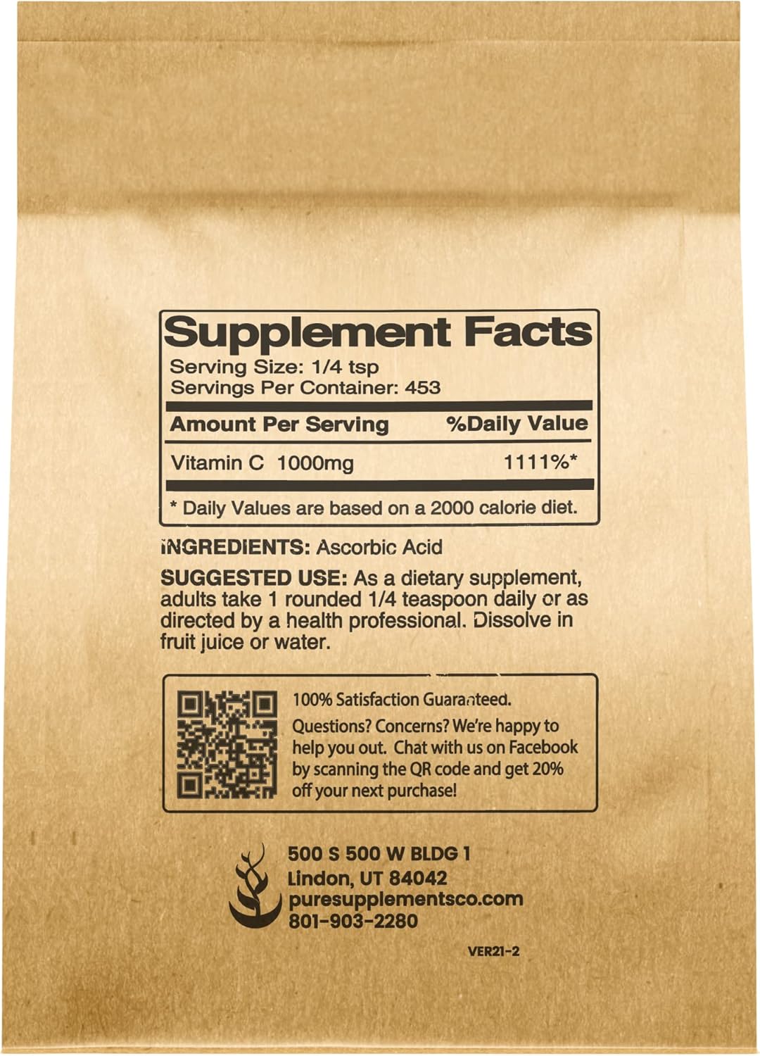 1 lb L-Lysine HCI and Vitamin C Powder Bundle - Pure Non-GMO Supplements, Gluten Free - Dietary Support