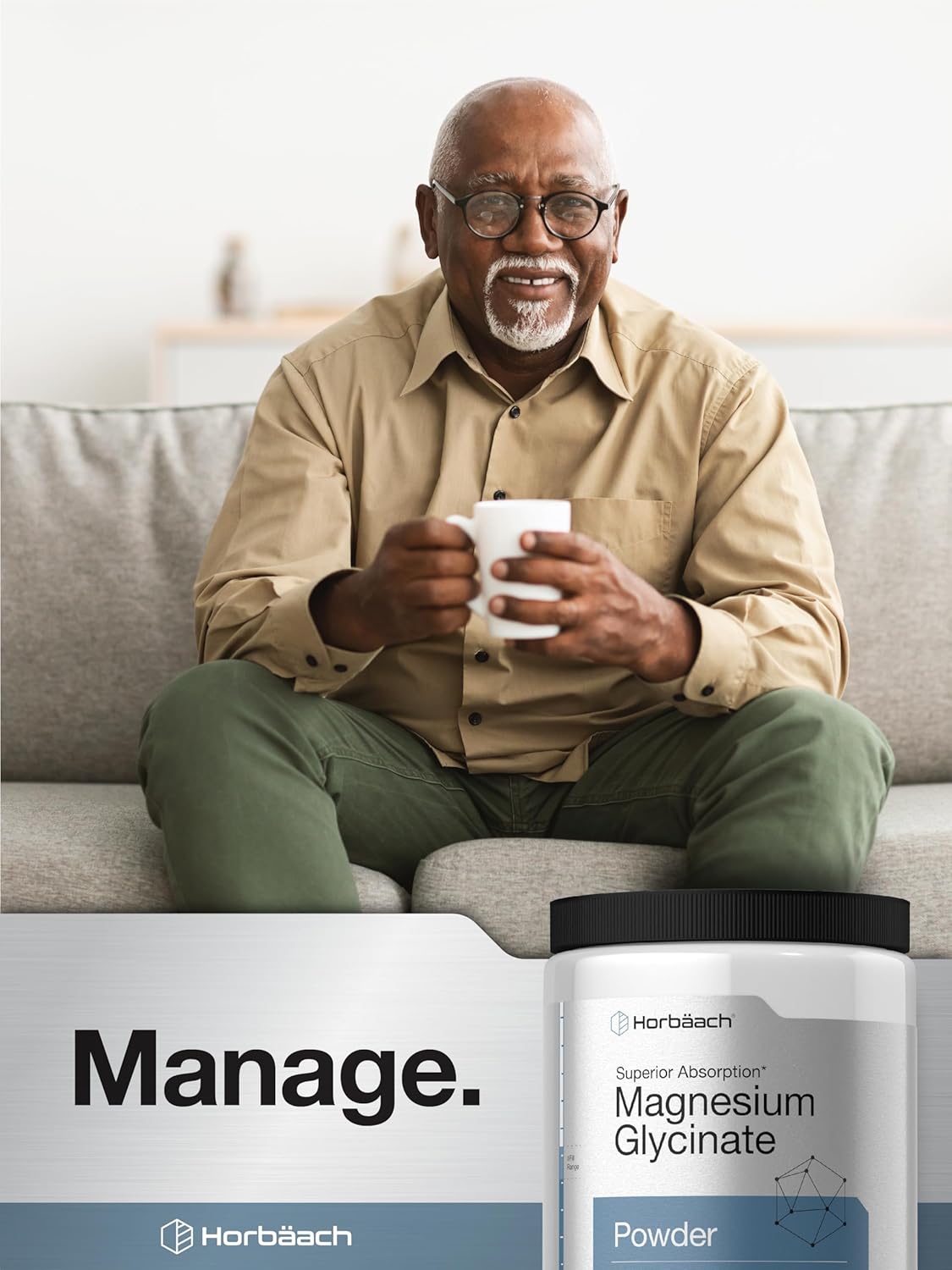 1 lb Lemon Flavored Horbäach Magnesium Glycinate Powder for Superior Absorption - Non-GMO & Gluten Free