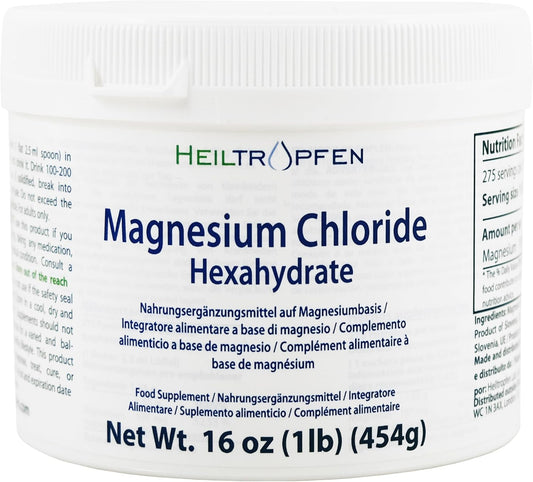 1 lb Magnesium Chloride Hexahydrate Crystal Powder | Pharmaceutical Grade Pure Ingredients | Ph. EUR., BP, USP Certified | Heiltropfen®