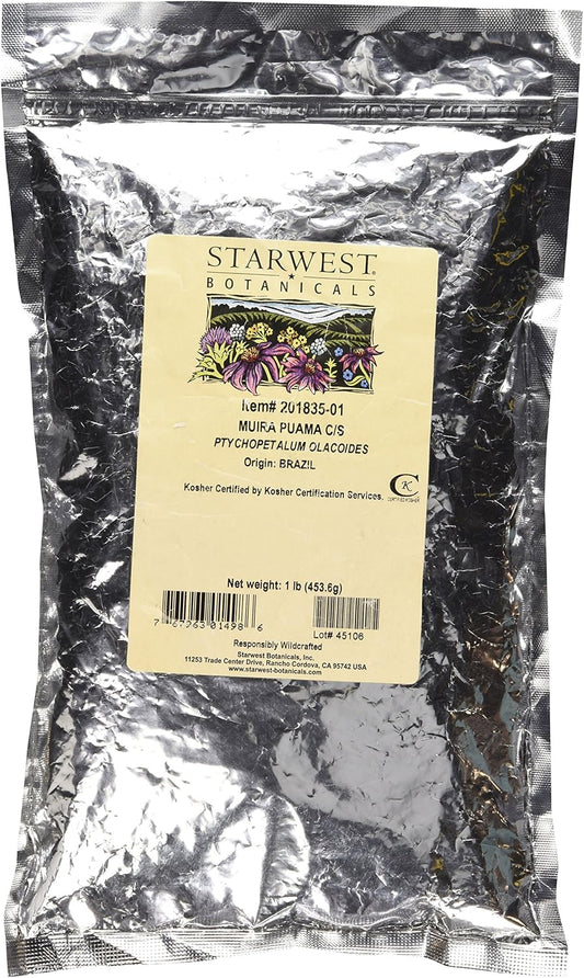 1 lb of Starwest Botanicals Muira Puama Cut & Sifted - Ptychopetalum olacoides for Herbal Infusions