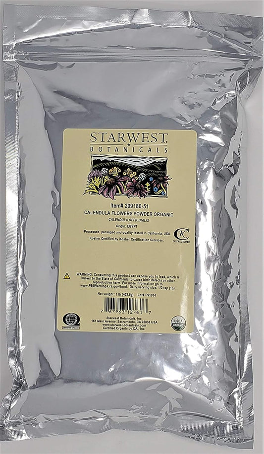 1 lb of Starwest Botanicals Organic Calendula Flowers Powder - Natural Herbal Supplement