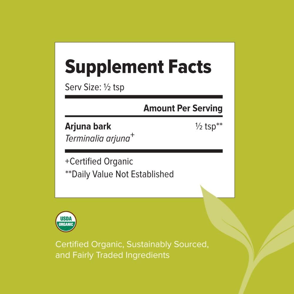 1 lb. Organic Arjuna Bark Powder - Herbal Heart Supplement for Proper Heart Function - Non-GMO, Vegan, Sustainably Sourced