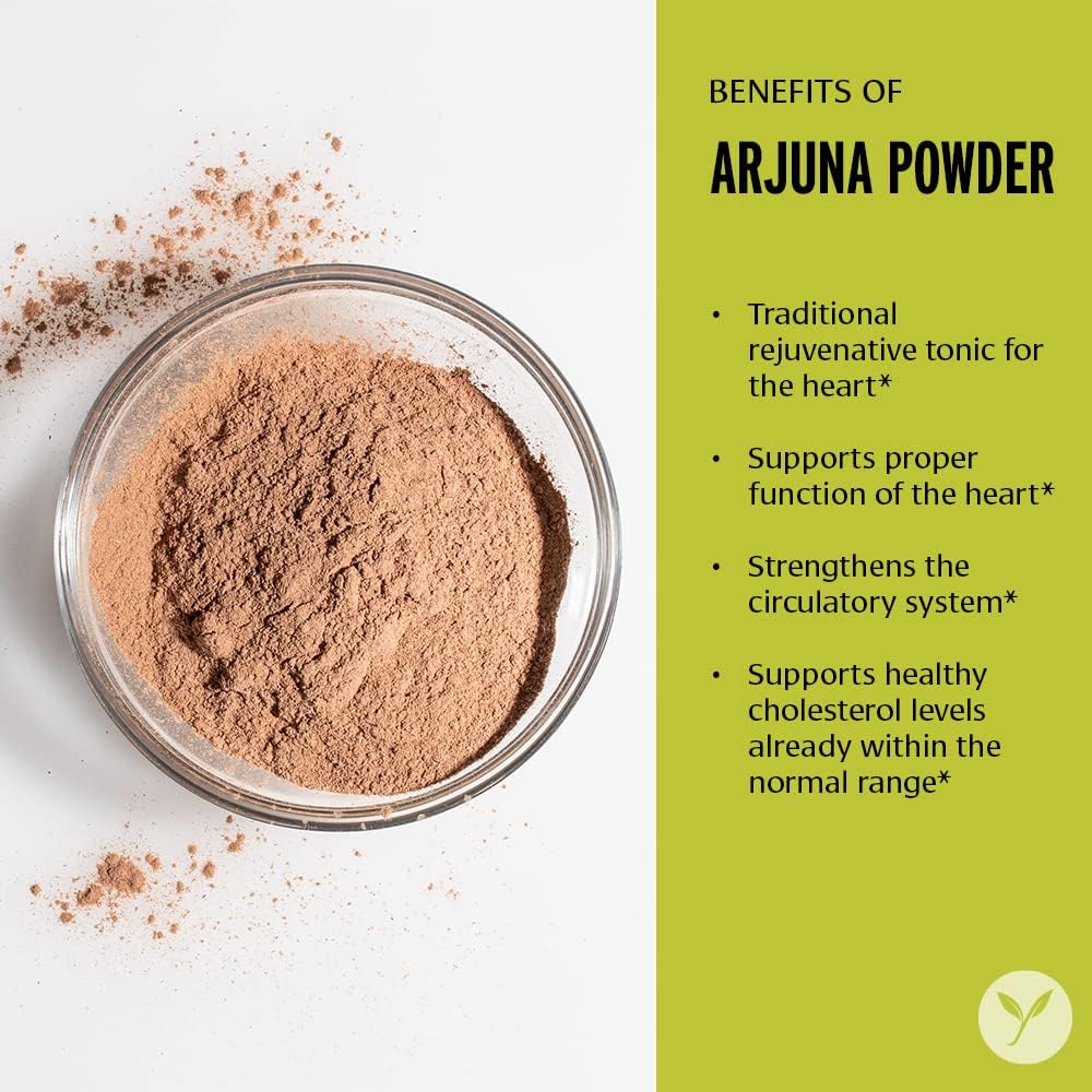 1 lb. Organic Arjuna Bark Powder - Herbal Heart Supplement for Proper Heart Function - Non-GMO, Vegan, Sustainably Sourced