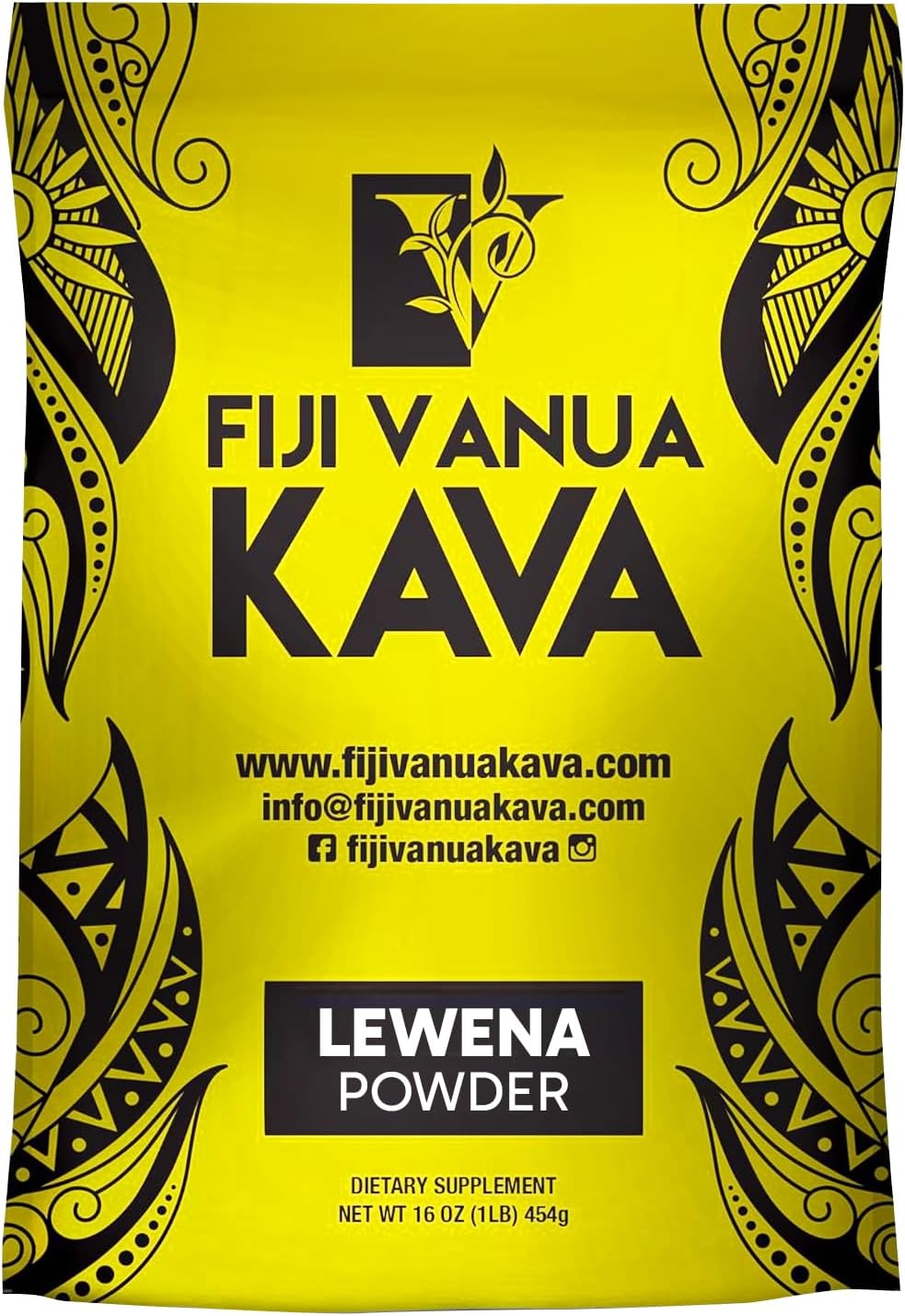 1 lb Premium Fiji Vanua Kava Lewena Powder - Smooth & Pure Basal Kava Roots, Medium Grind, 6-7% Kavalactone Content - No Additives