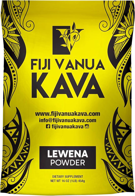 1 lb Premium Fiji Vanua Kava Lewena Powder - Smooth & Pure Basal Kava Roots, Medium Grind, 6-7% Kavalactone Content - No Additives