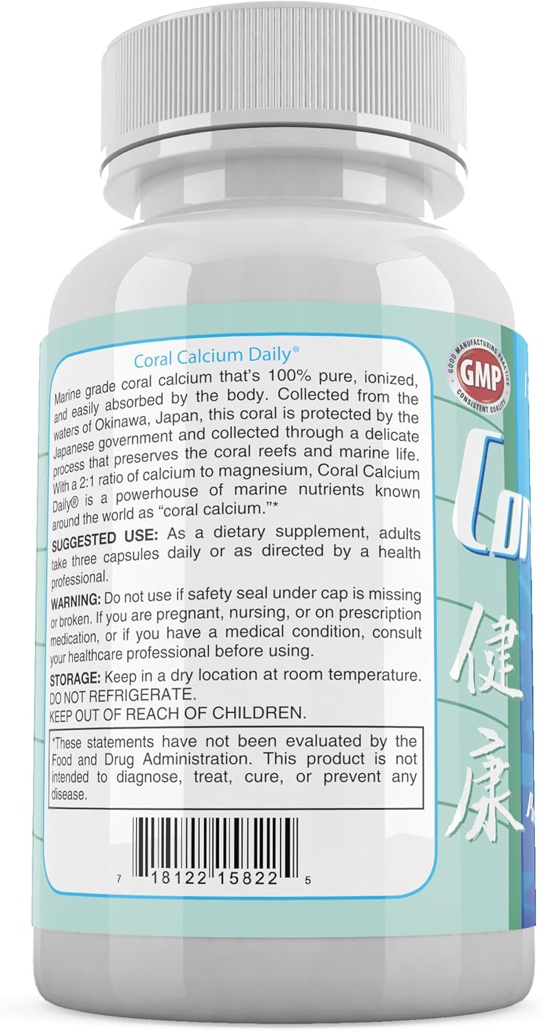 1 Month Supply of Daily Health Coral Calcium & 10 Mushroom Blend Complex - Boost Your Health Every Day