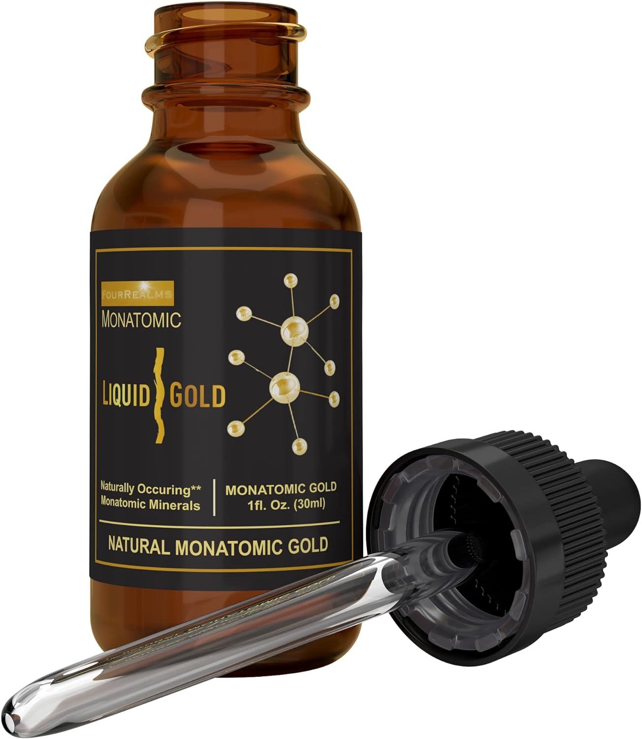 1 oz Liquid Gold ORMUS Monoatomic Gold with Pure M-State Minerals & White Powder - 24k Gold Trace Mineral Solution