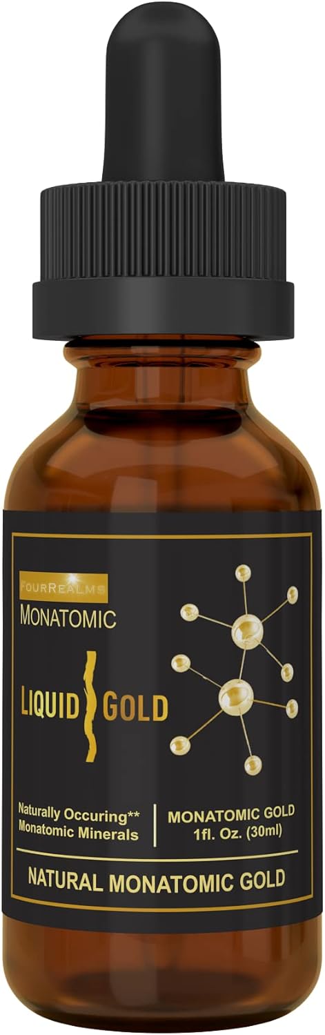 1 oz Liquid Gold ORMUS Monoatomic Gold with Pure M-State Minerals & White Powder - 24k Gold Trace Mineral Solution