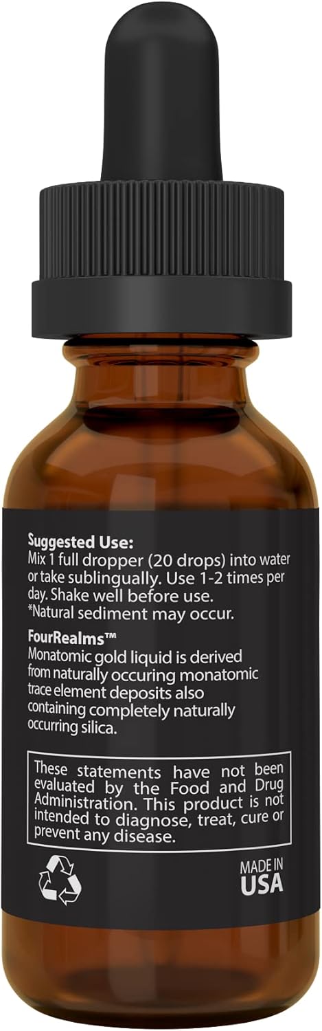 1 oz Liquid Gold ORMUS Monoatomic Gold with Pure M-State Minerals & White Powder - 24k Gold Trace Mineral Solution