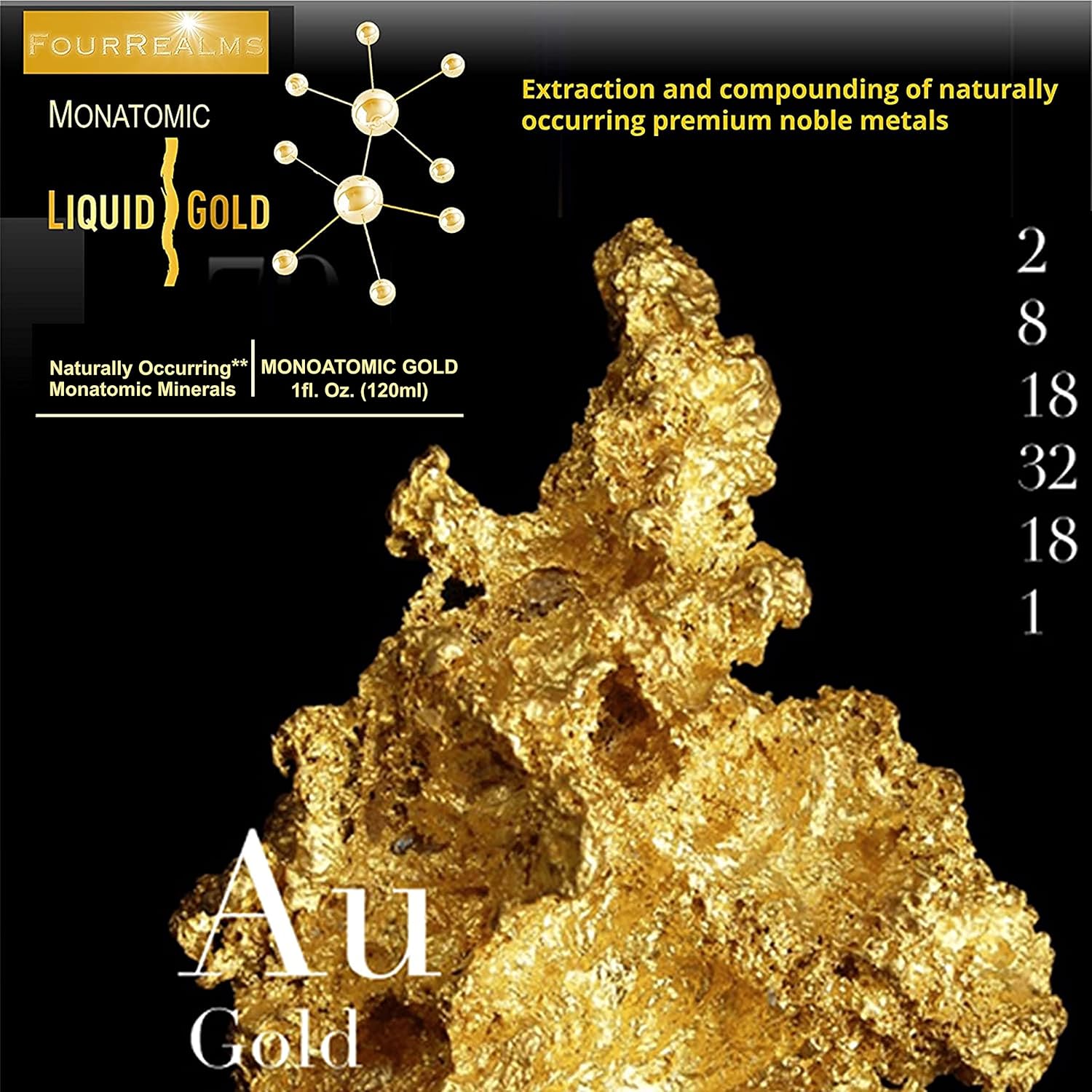 1 oz Liquid Gold ORMUS Monoatomic Gold with Pure M-State Minerals & White Powder - 24k Gold Trace Mineral Solution
