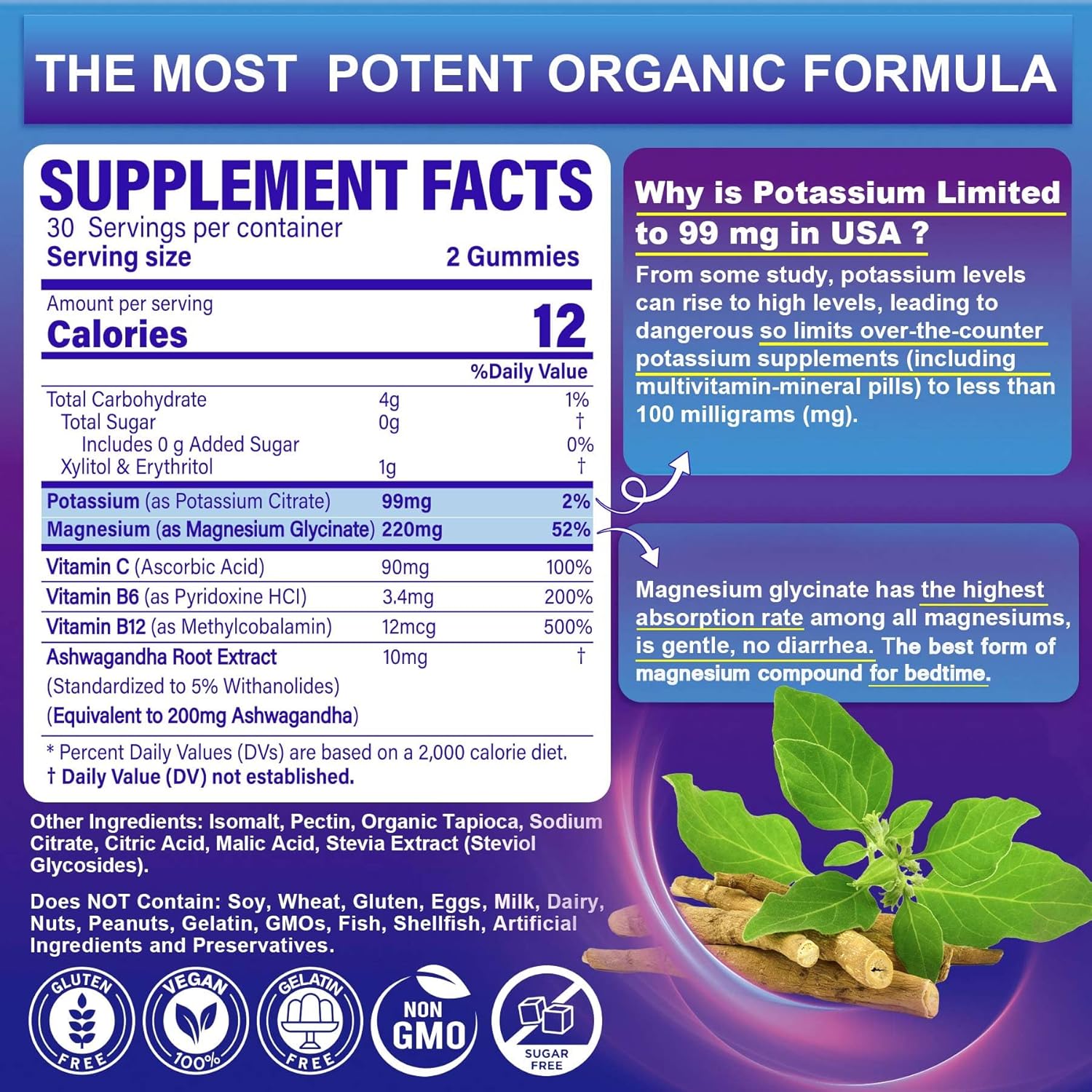 1 Pack Vitamin ADK with B12 and 1 Pack Potassium Magnesium Gummies for Daily Health Support