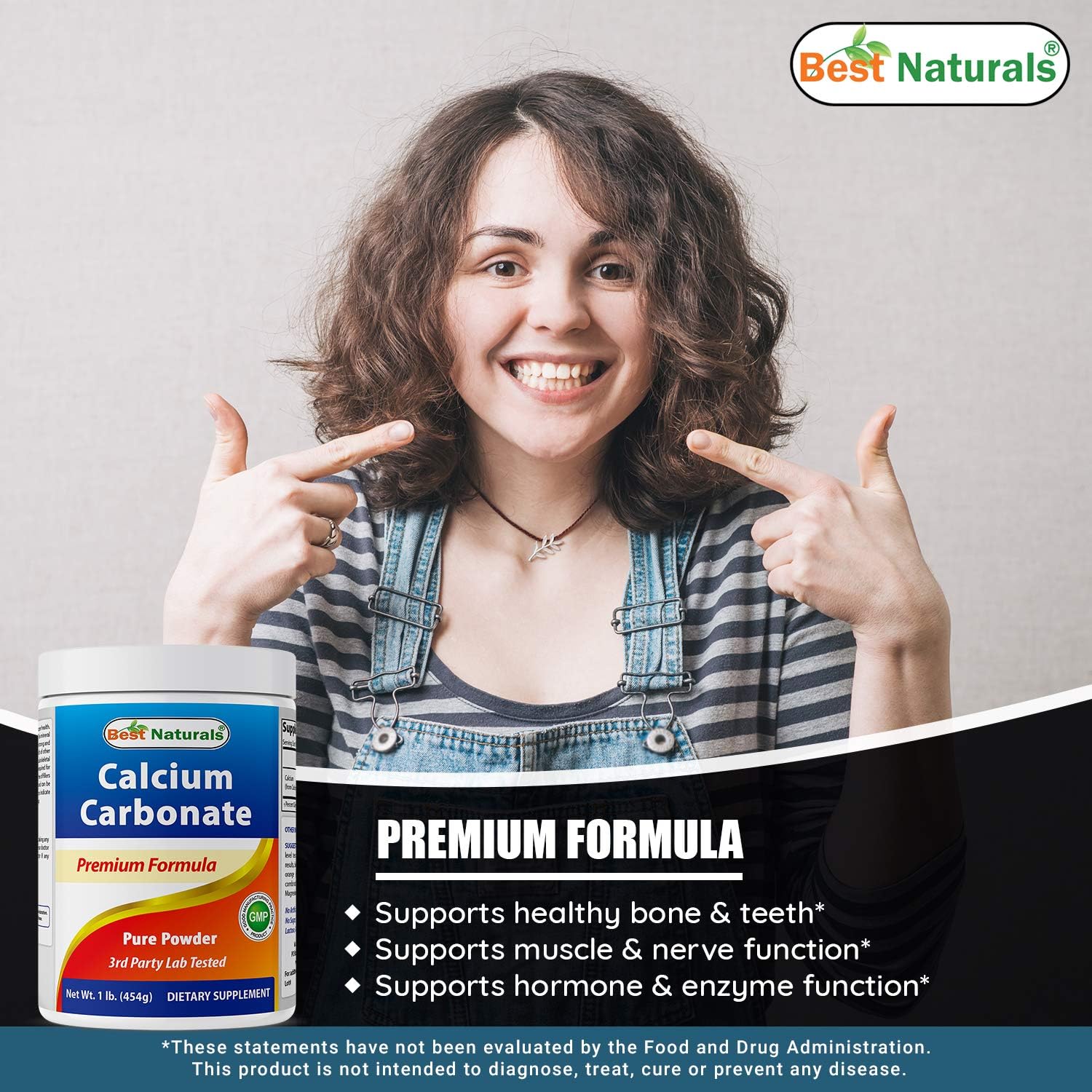 1 Pound Calcium Carbonate Powder & 500 mg Magnesium Oxide - Best Naturals