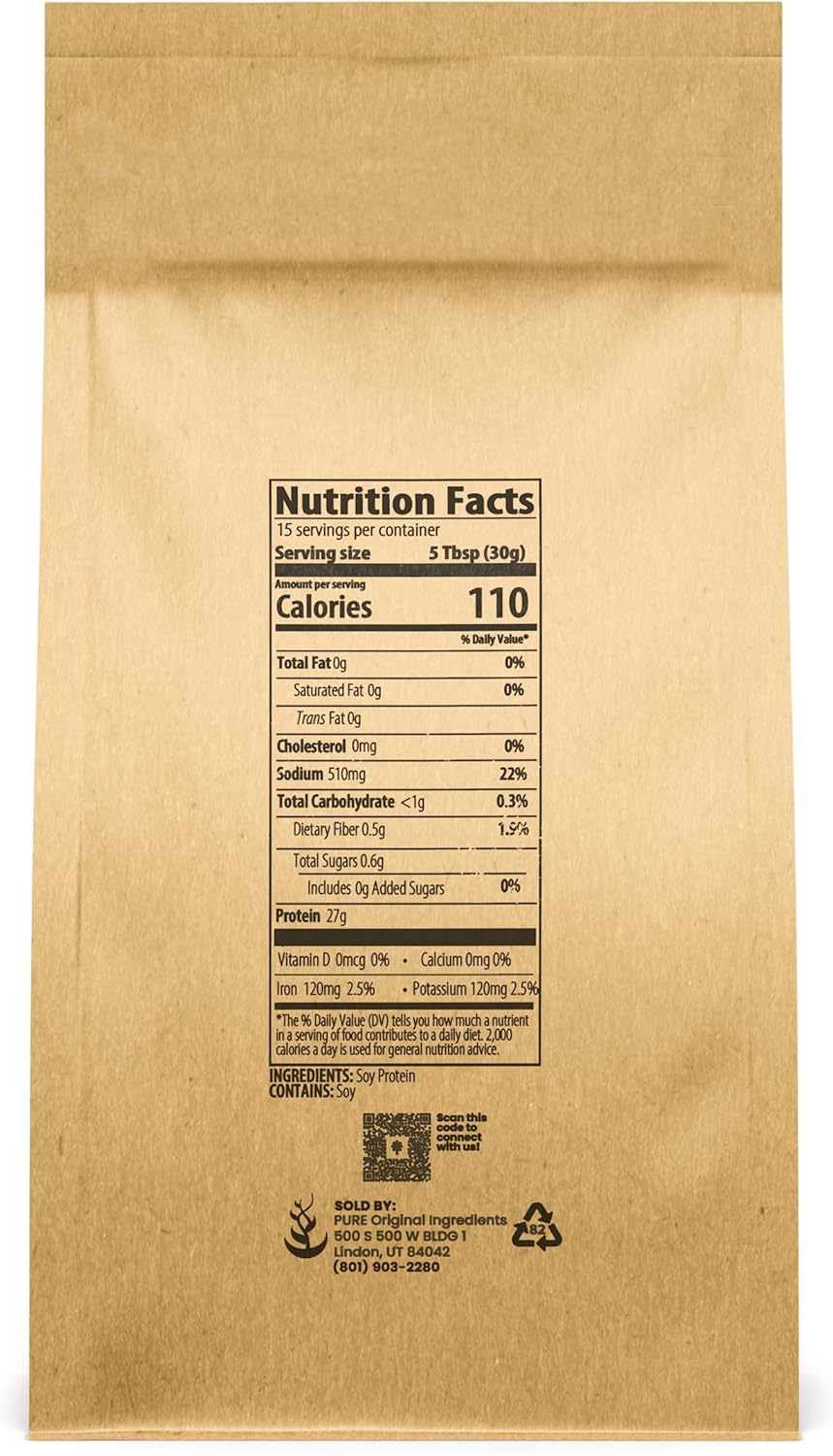 1 Pound of Pure Soy Protein Isolate - No Fillers or Additives