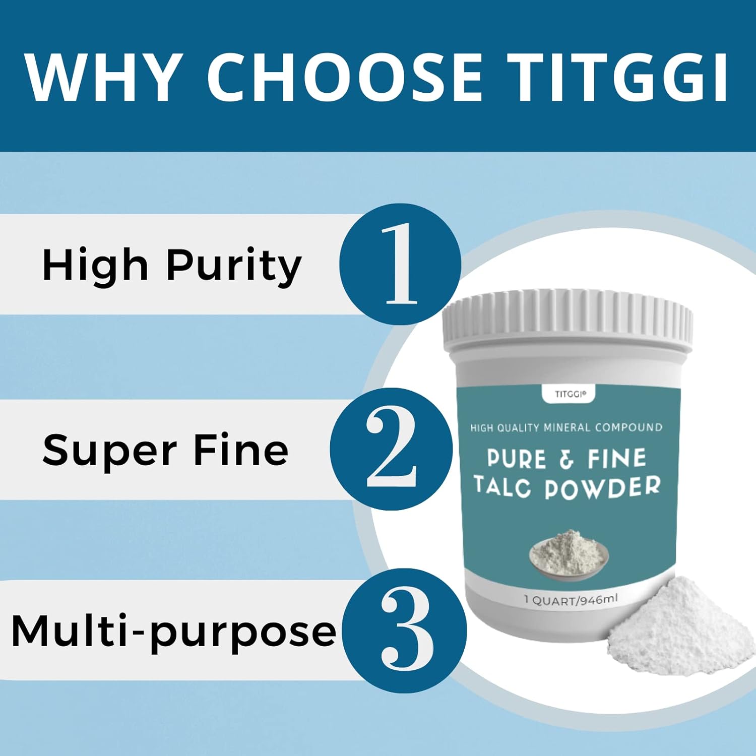 1 Quart Super Fine Talcum Powder for Chalk Painting, Unscented with Excellent Lubrication - Ideal for Bike and Auto Tire Repair by TITGGI
