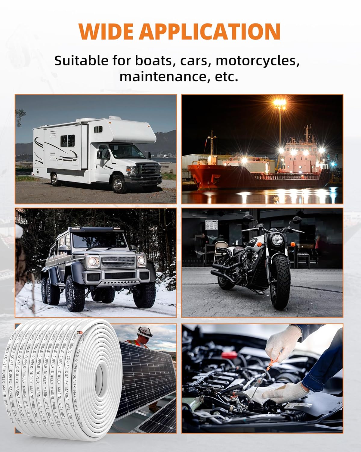 10 AWG Marine Grade Wire, IP68 Waterproof 10/2 Duplex Wire, Oxygen-Free Tinned Copper Stranded Cord for Boat/Automotive/RV/Solar/LED - 100FT