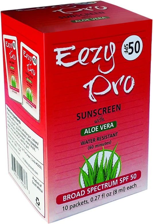 10 Boxes of Spf50 Sunscreen with Aloe Snap Packets - 2.7 Fluid Ounce Each