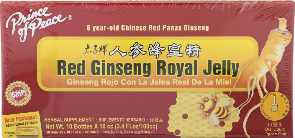 10 Count Prince of Peace Red Ginseng with Royal Jelly Liquid Vials - 10 cc