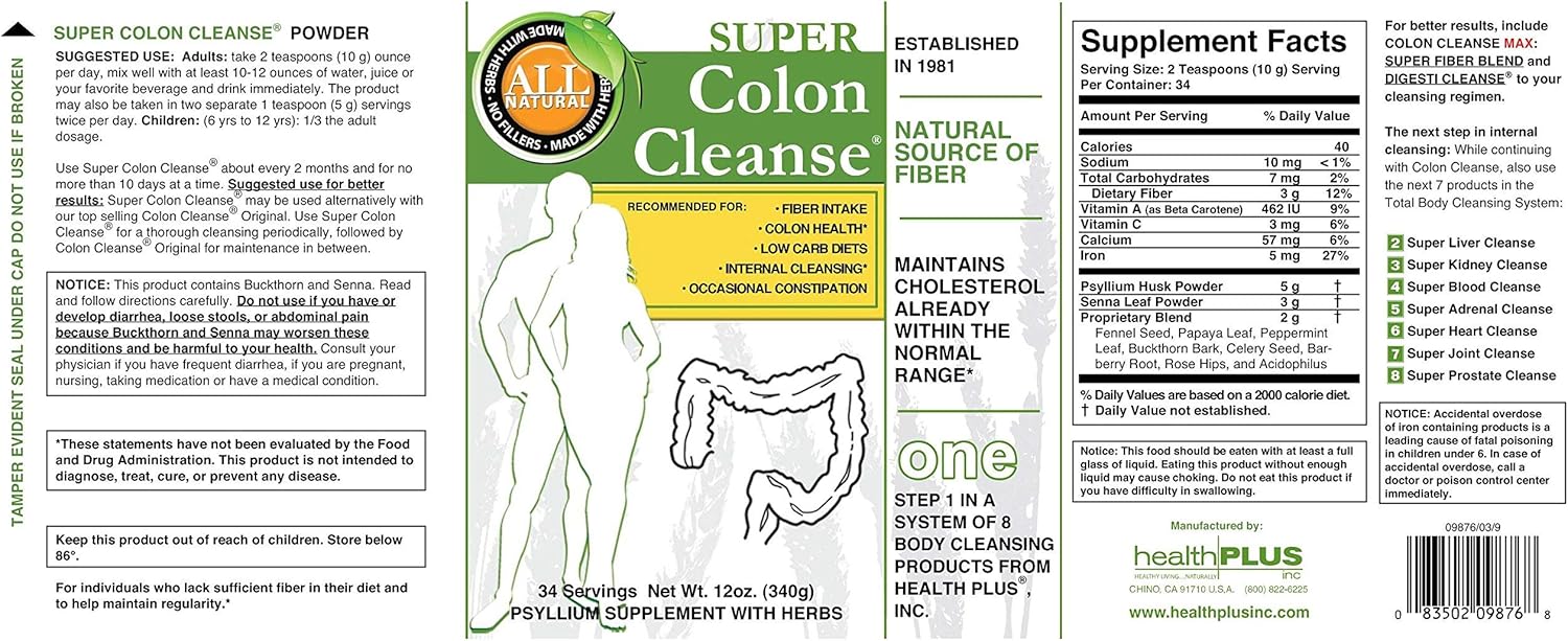 10-Day Super Colon Cleanse Detox - Health Plus | Multiple Cleanses, 12 oz