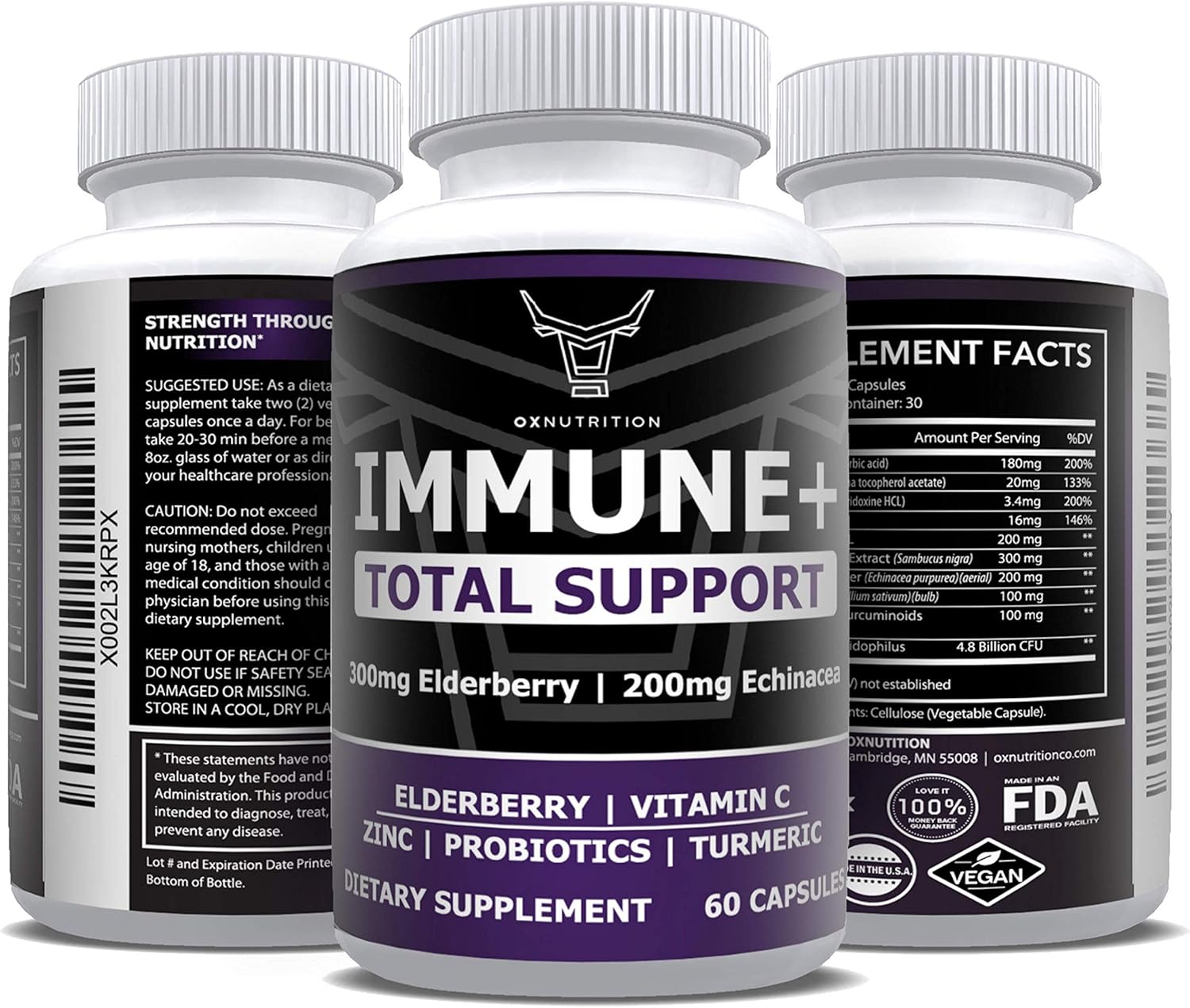 10-in-1 Immune Defense Supplement with Elderberry, Vitamin C, Zinc, and Probiotics - 30 Day Supply