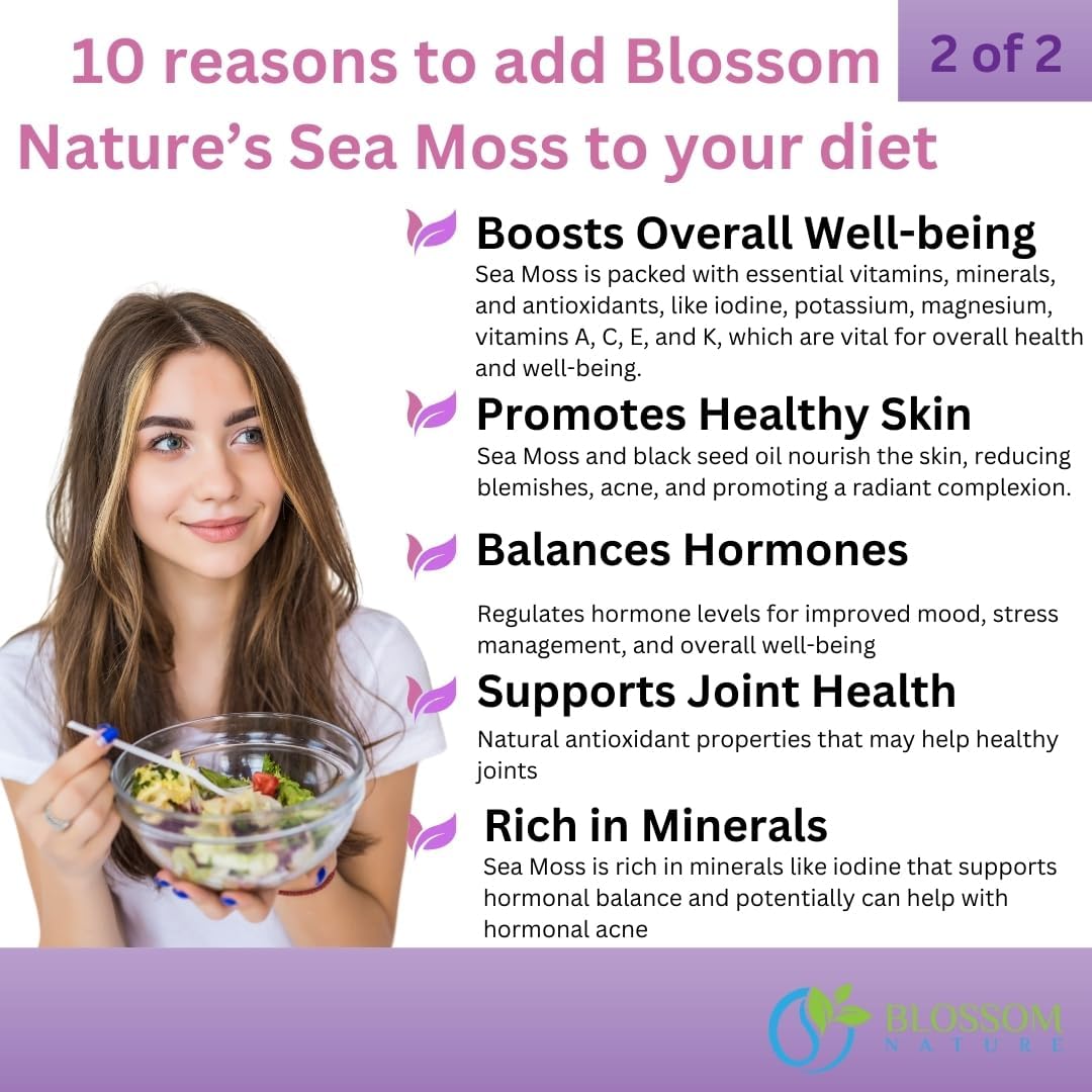 10-in-1 Irish Sea Moss Gummies 3000mg with Black Seed Oil and Ashwagandha - Immune and Digestive Support - Made in USA