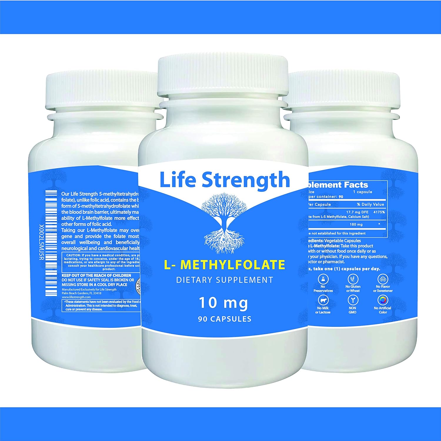 10 MG LifeStrength L-Methylfolate: Optimized & Bioactive 5-MTHF Supplement for Mood, Immune Support, Energy - Non-GMO, Gluten-Free - 90 Capsules - BoostGo Australia