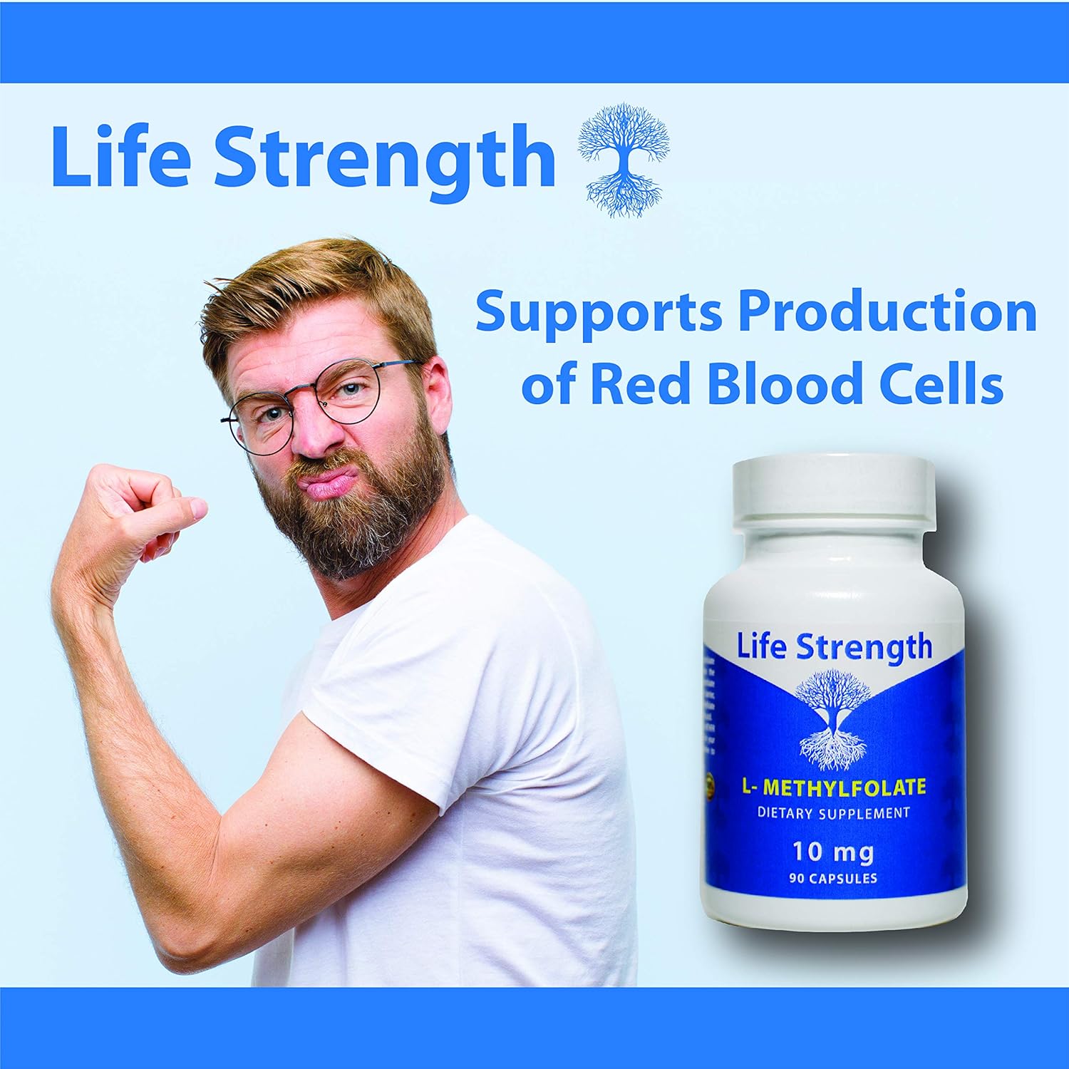 10 MG LifeStrength L-Methylfolate: Optimized & Bioactive 5-MTHF Supplement for Mood, Immune Support, Energy - Non-GMO, Gluten-Free - 90 Capsules - BoostGo Australia