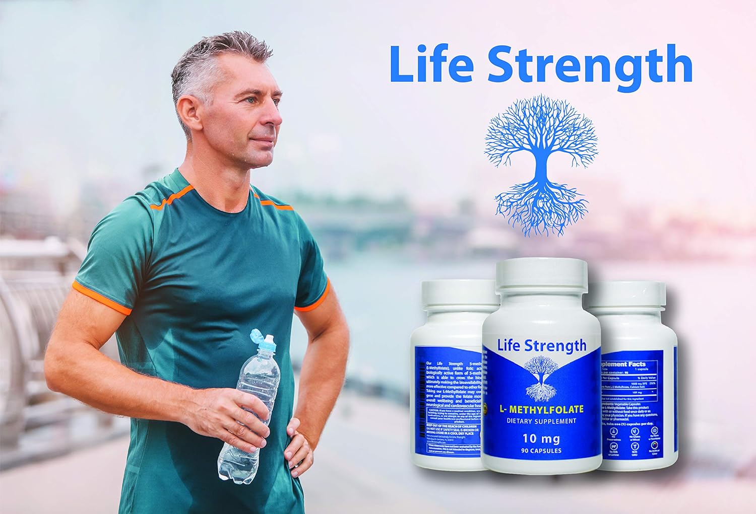 10 MG LifeStrength L-Methylfolate: Optimized & Bioactive 5-MTHF Supplement for Mood, Immune Support, Energy - Non-GMO, Gluten-Free - 90 Capsules - BoostGo Australia