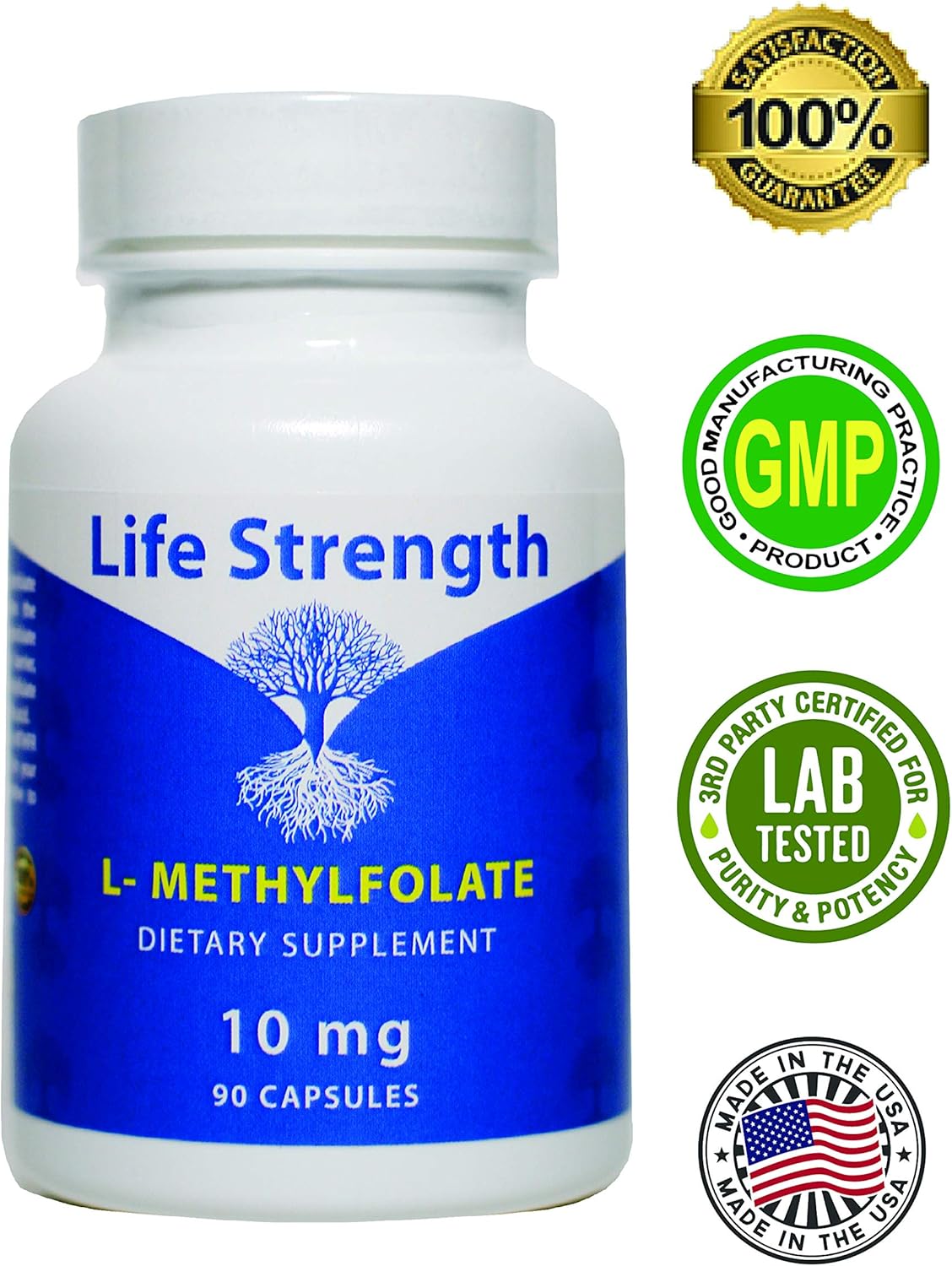 10 MG LifeStrength L-Methylfolate: Optimized & Bioactive 5-MTHF Supplement for Mood, Immune Support, Energy - Non-GMO, Gluten-Free - 90 Capsules - BoostGo Australia