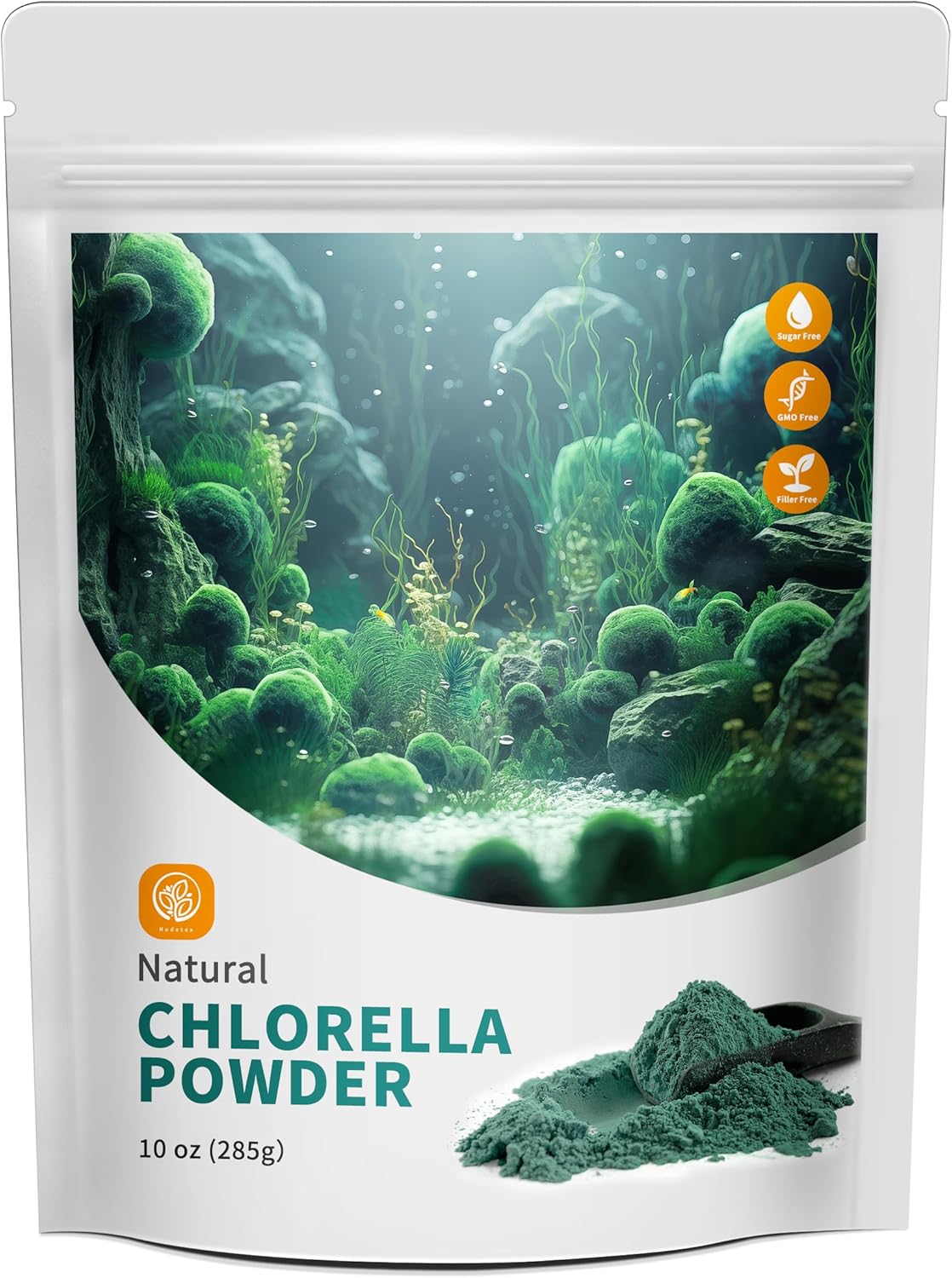 10 oz Hudetex Chlorella Powder: Vegan Protein with Chlorophyll for Immune & Liver Support, Youthful Skin & Rich in Vitamins