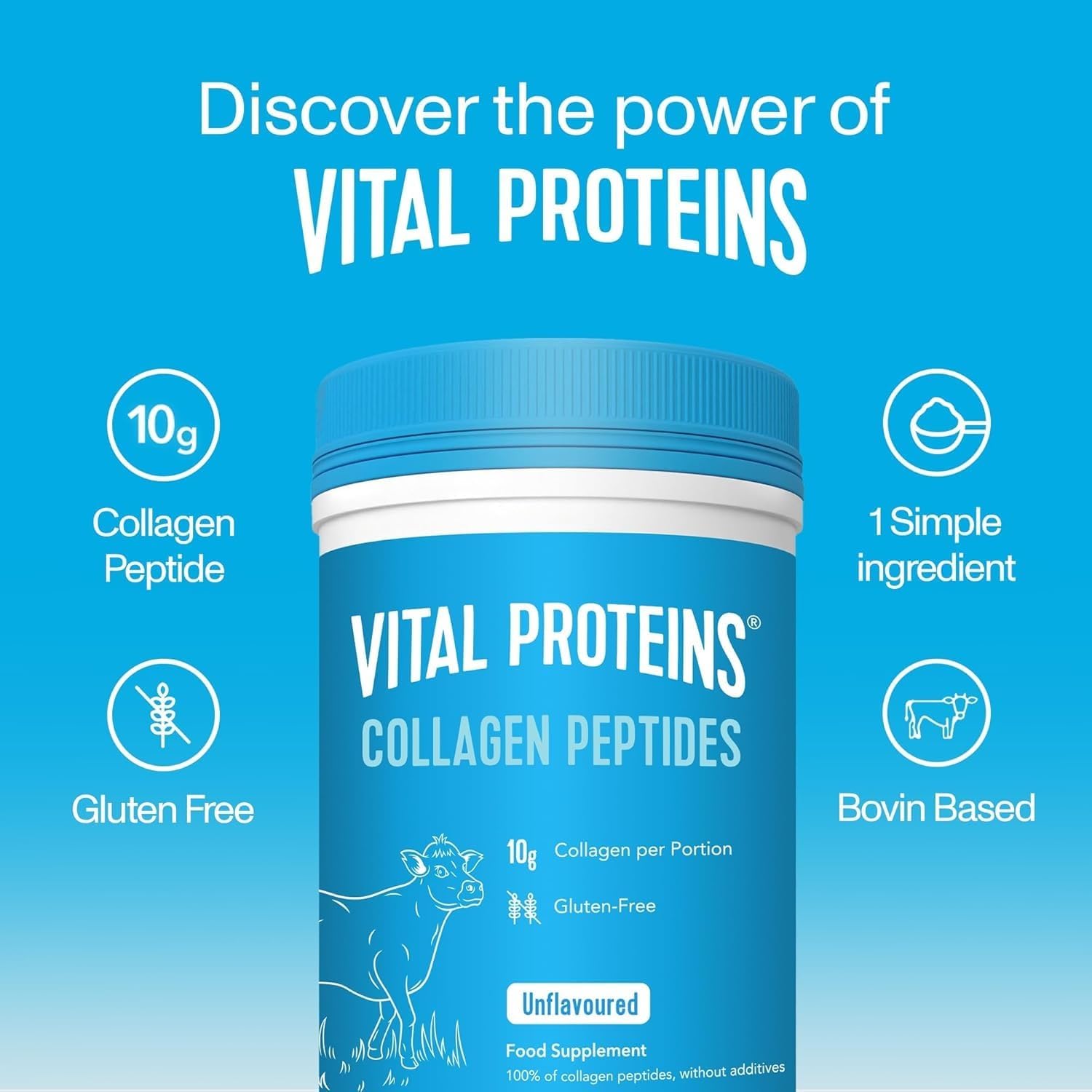 10 oz Vital Proteins Unflavored Collagen Peptides for Healthy Skin & Hair - 284g Powder