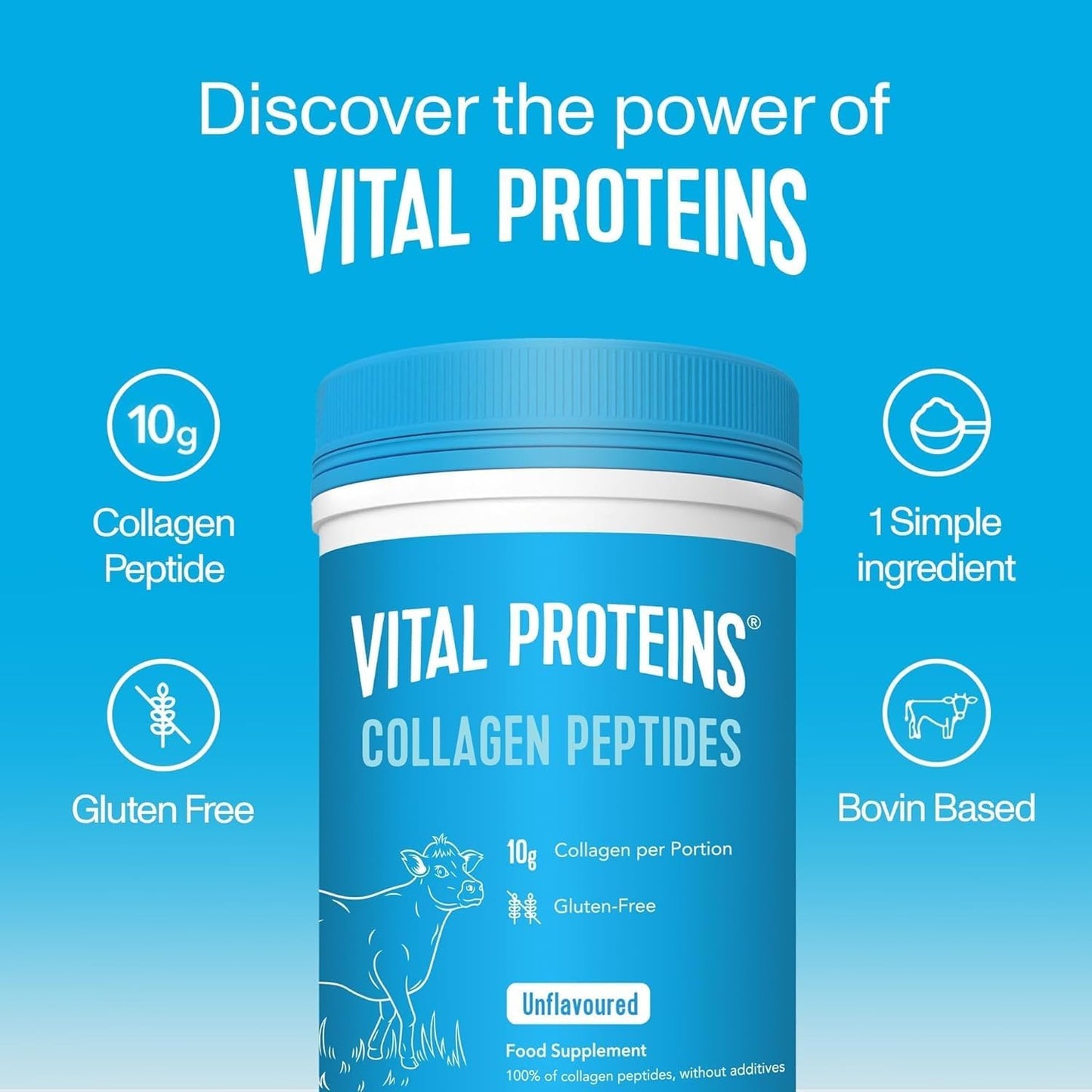 10 oz Vital Proteins Unflavored Collagen Peptides for Healthy Skin & Hair - 284g Powder