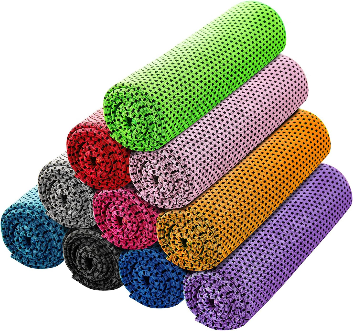 10-Pack Microfiber Cooling Towels for Neck and Face - Ideal for Gym, Travel, Yoga, Camping, Running - 10 Colors