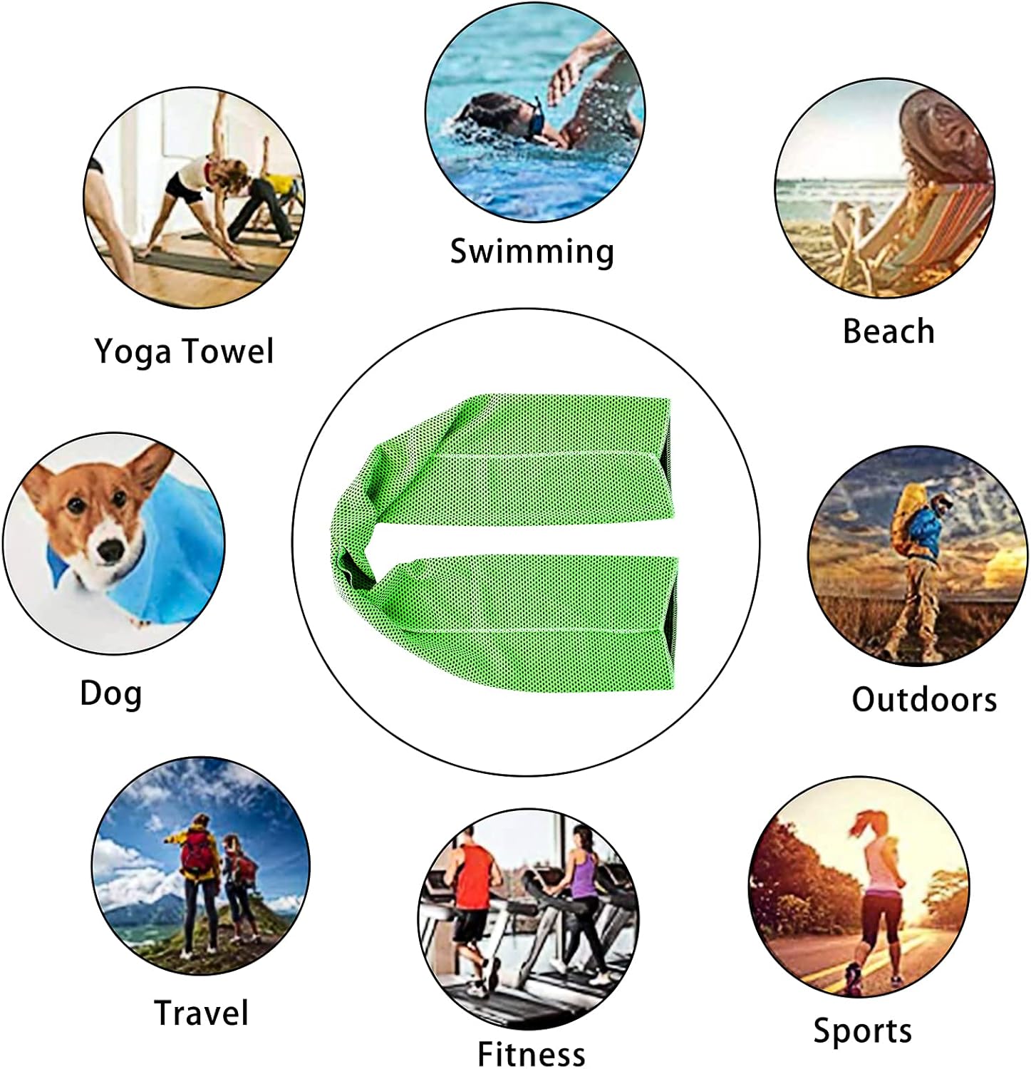 10-Pack Microfiber Cooling Towels for Neck and Face - Ideal for Gym, Travel, Yoga, Camping, Running - 10 Colors