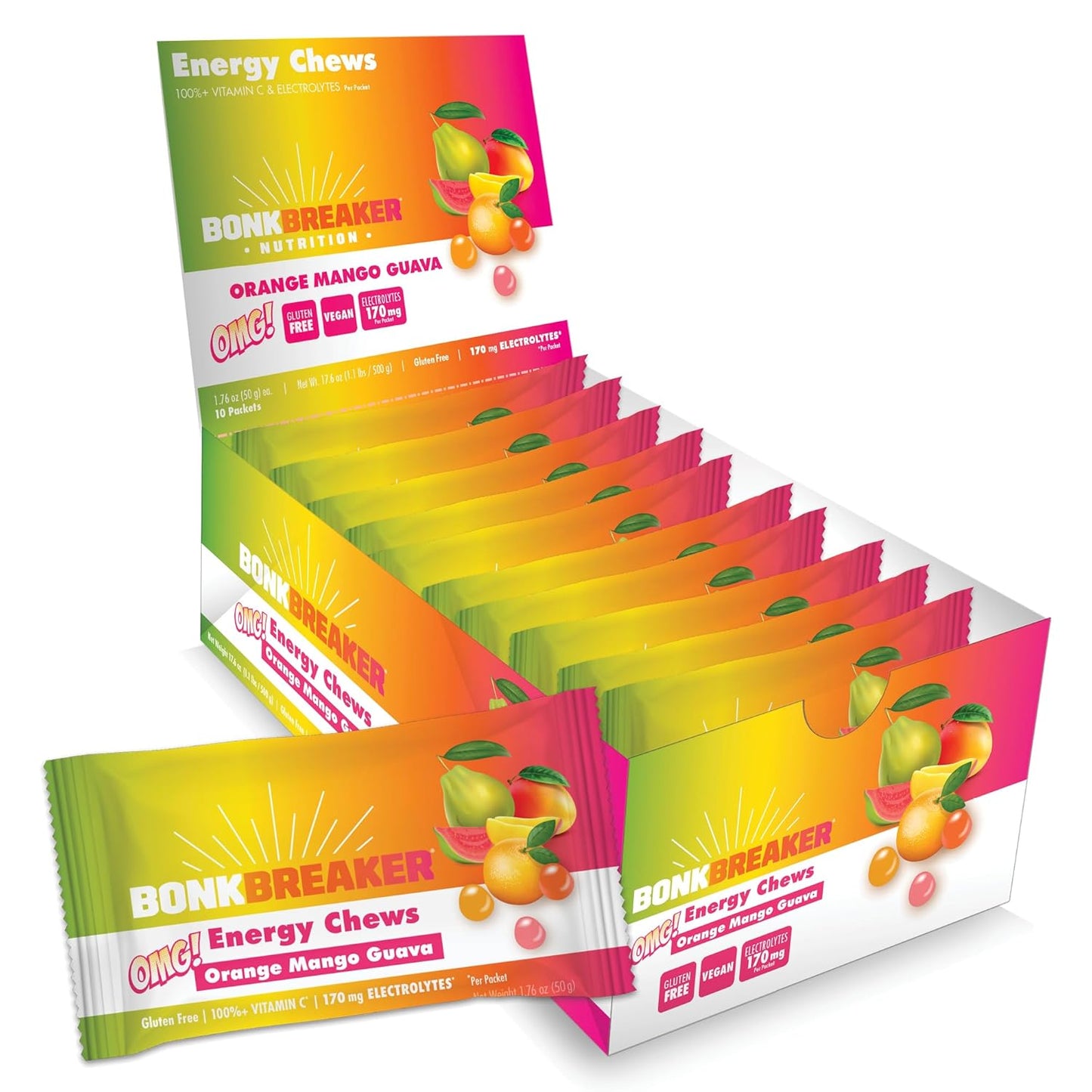 10 Pack of Bonk Breaker Orange Mango Guava Energy Chews with Electrolytes