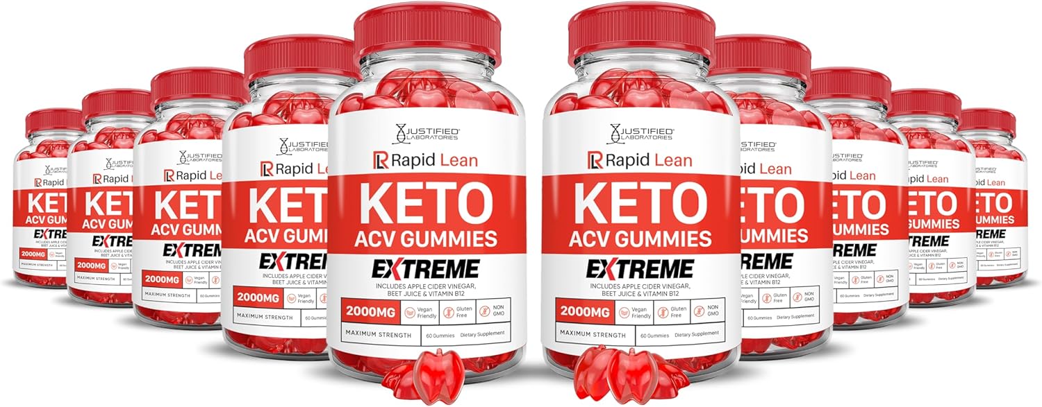10 Pack Rapid Lean Keto ACV Gummies 2000MG with Pomegranate Beet Juice B12 - Vegan & Non GMO